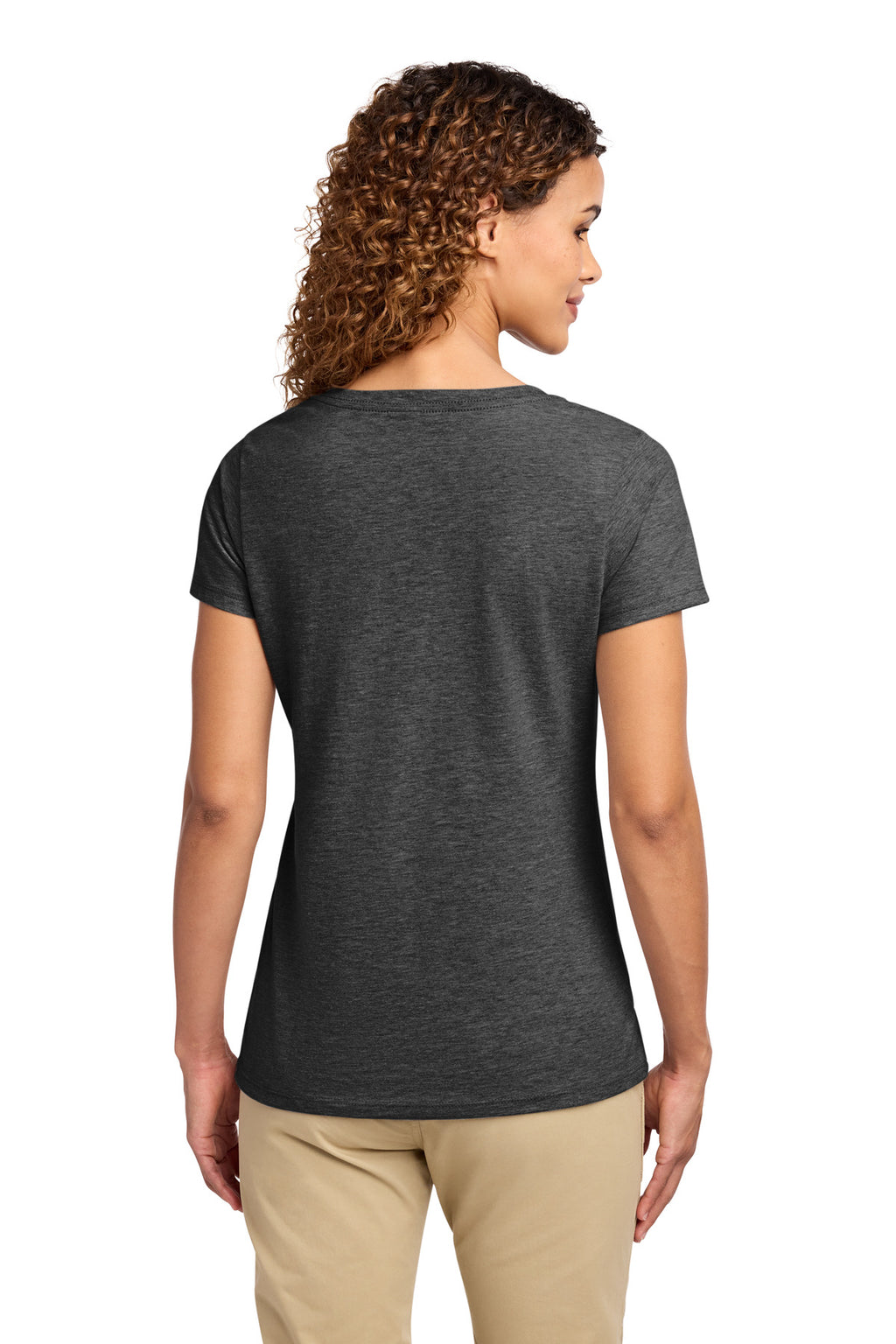 Port & Co Women's Fan Favorite V-Neck Tee. LPC450V - Dark Heather Grey - back