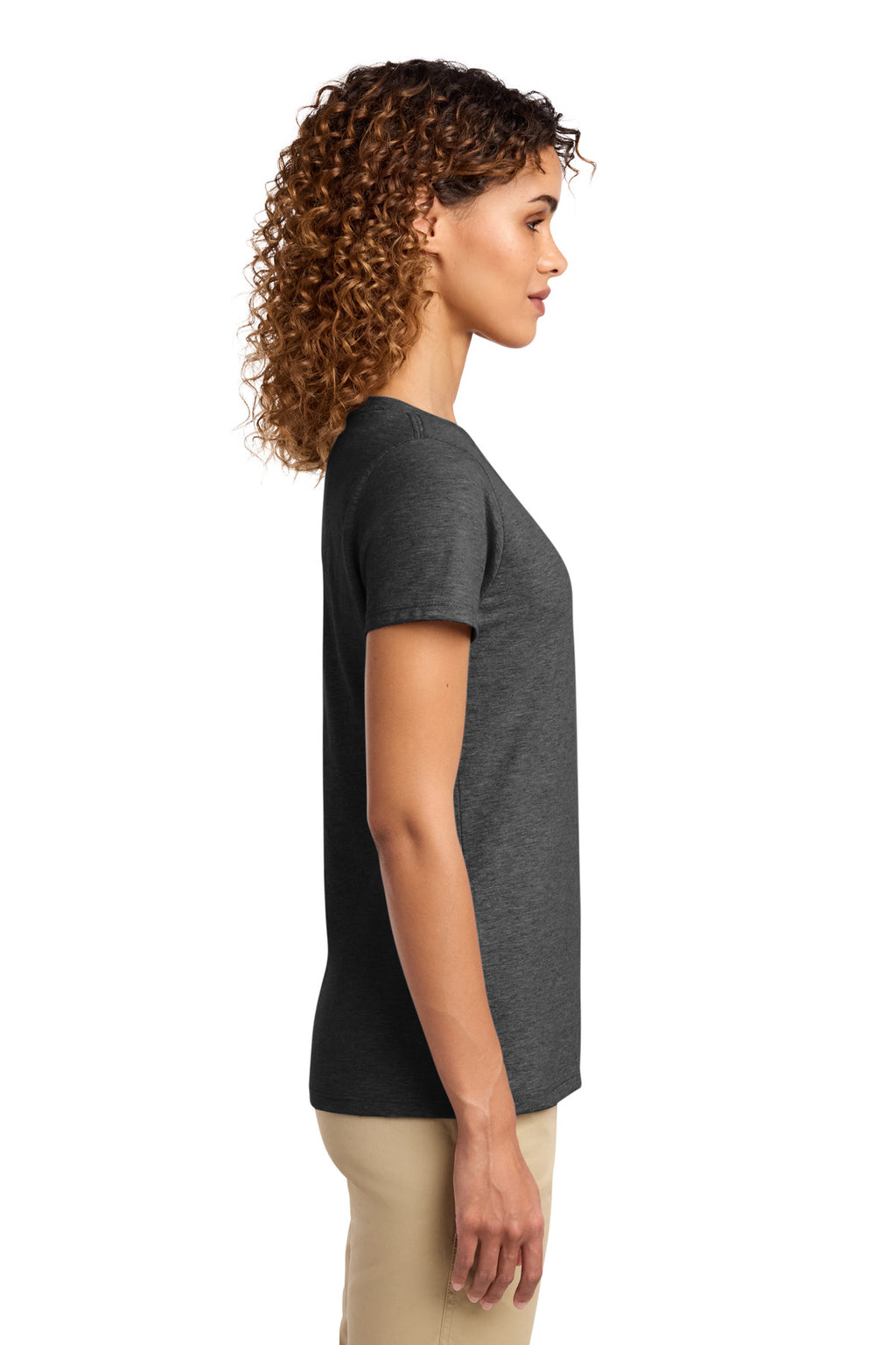 Port & Co Women's Fan Favorite V-Neck Tee. LPC450V - Dark Heather Grey - side