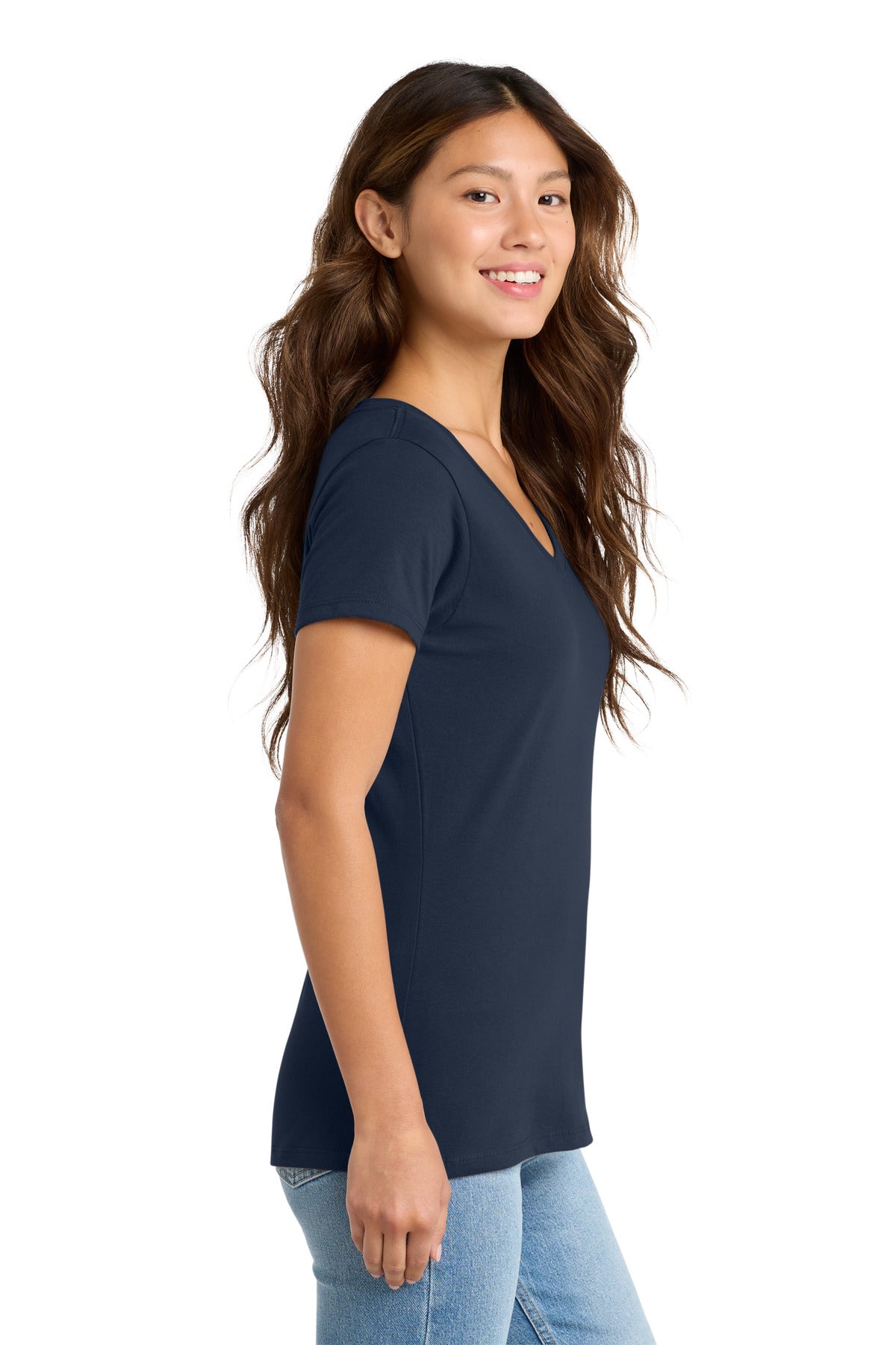 Port & Co Women's Fan Favorite V-Neck Tee. LPC450V - Deep Navy - side