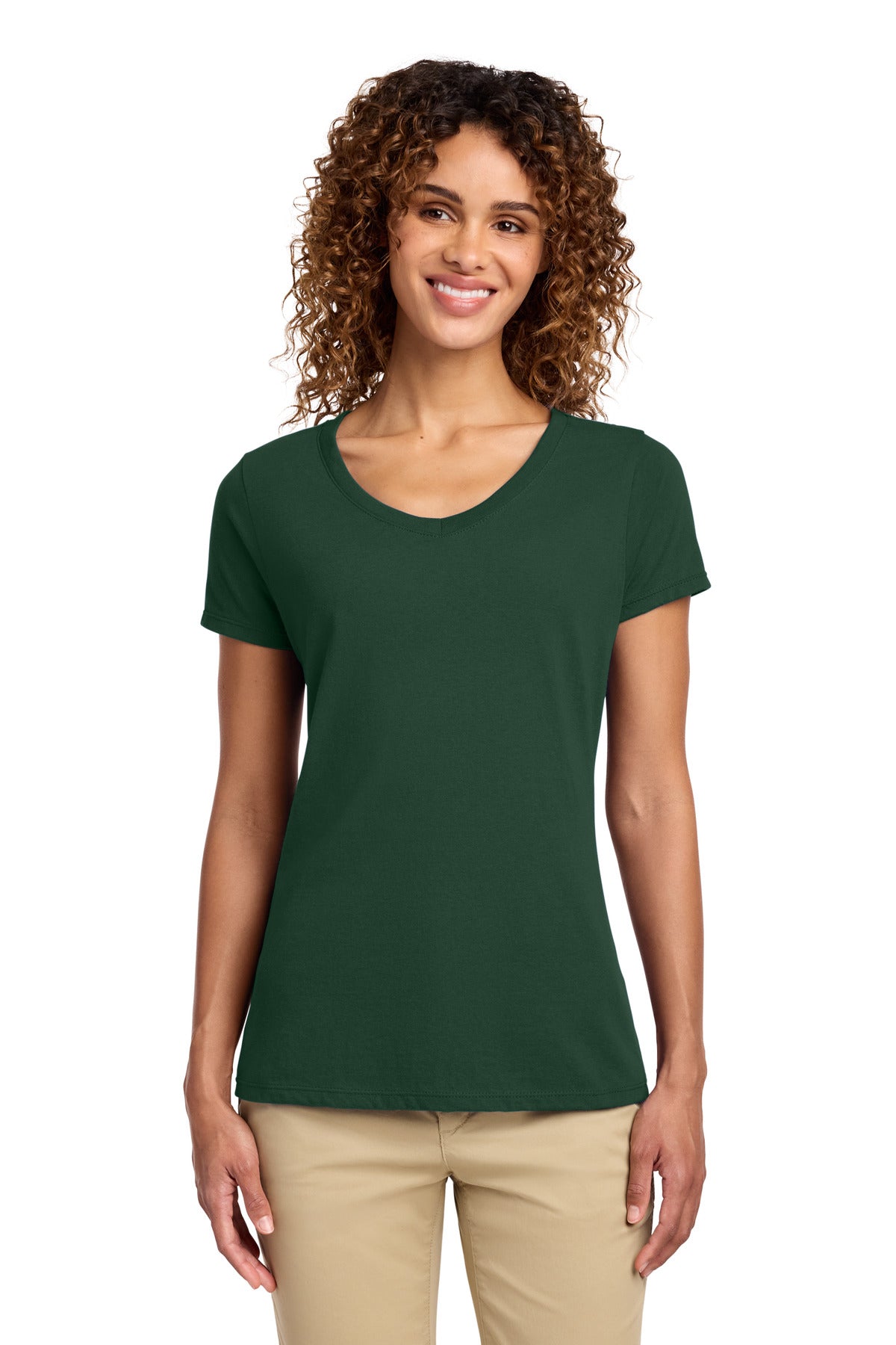 Port & Co Women's Fan Favorite V-Neck Tee. LPC450V - Forest Green - front