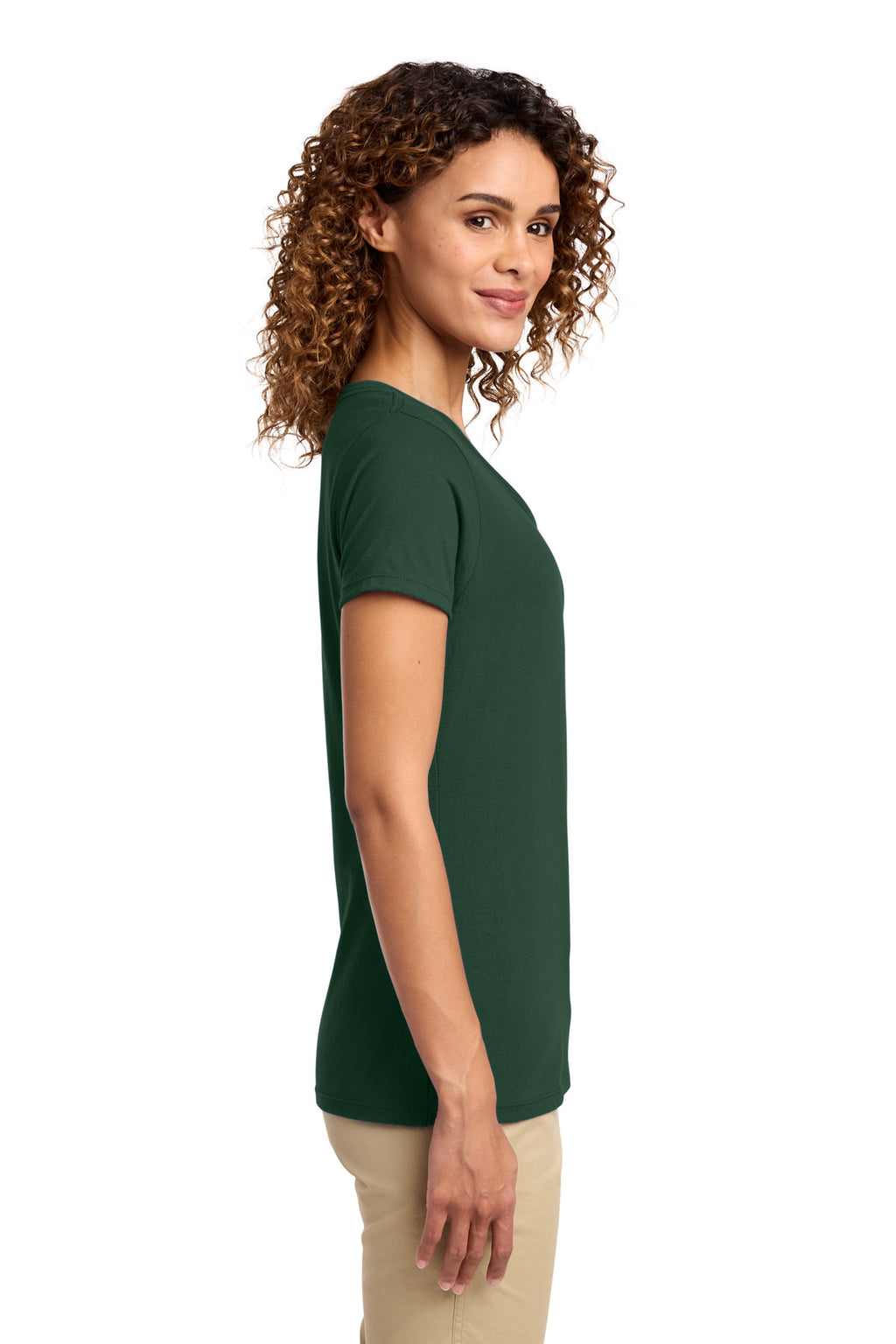 Port & Co Women's Fan Favorite V-Neck Tee. LPC450V - Forest Green - side