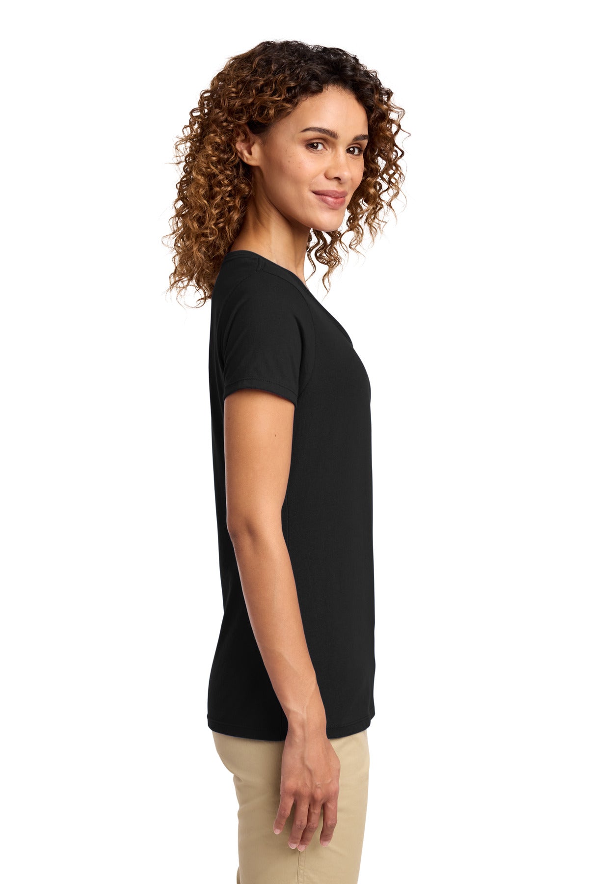 Port & Co Women's Fan Favorite V-Neck Tee. LPC450V - Jet Black - side