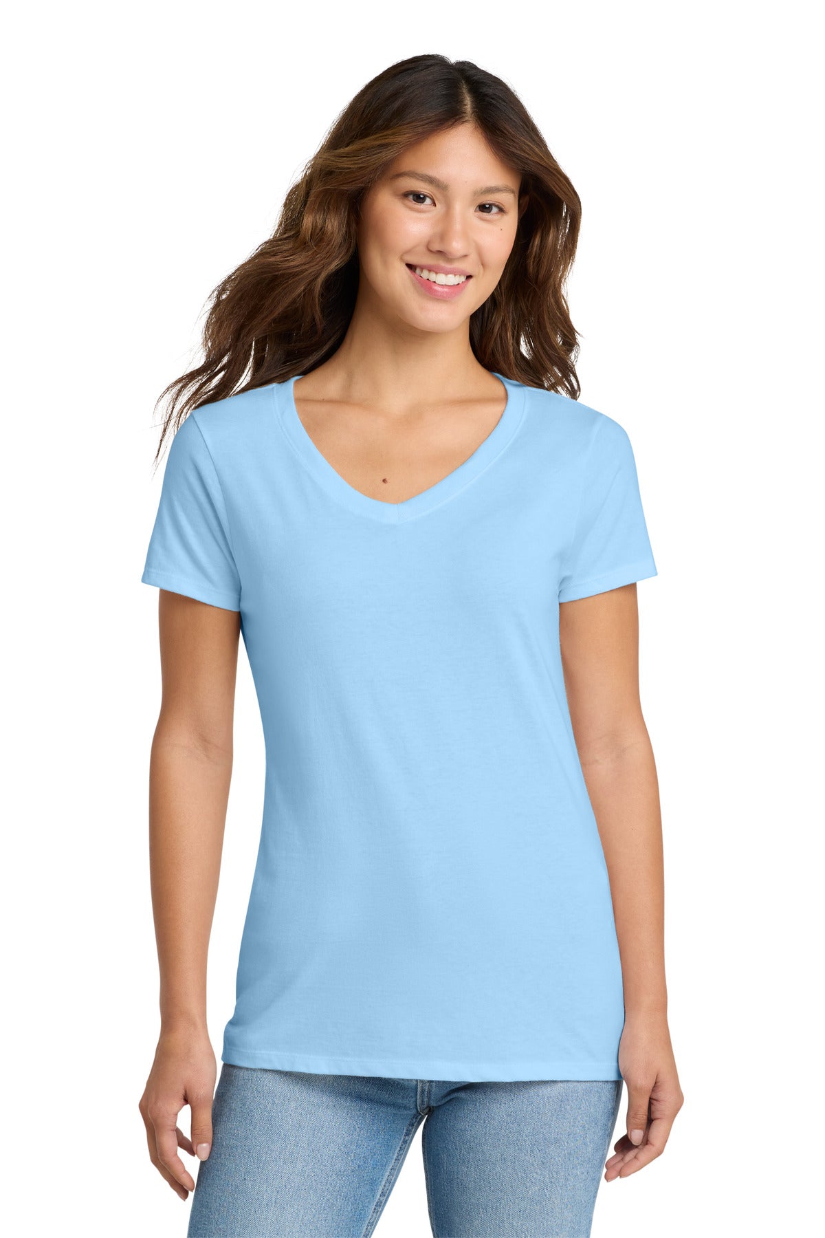 Port & Co Women's Fan Favorite V-Neck Tee. LPC450V - Light Blue - front