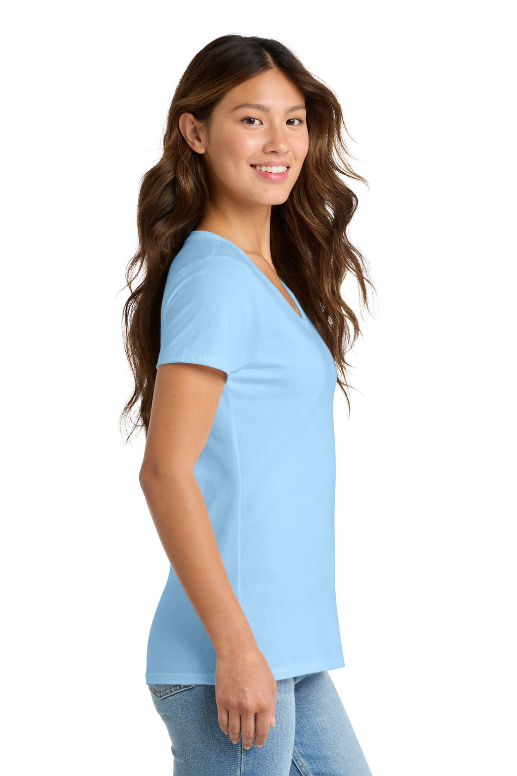 Port & Co Women's Fan Favorite V-Neck Tee. LPC450V - Light Blue - side