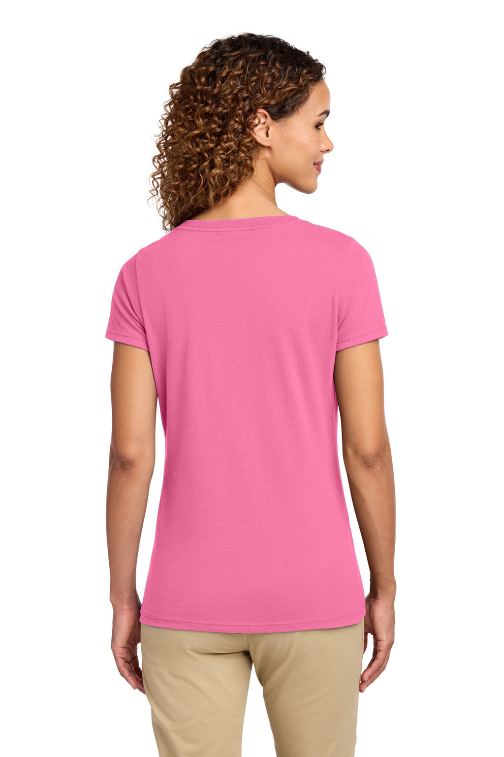Port & Co Women's Fan Favorite V-Neck Tee. LPC450V - New Pink - back