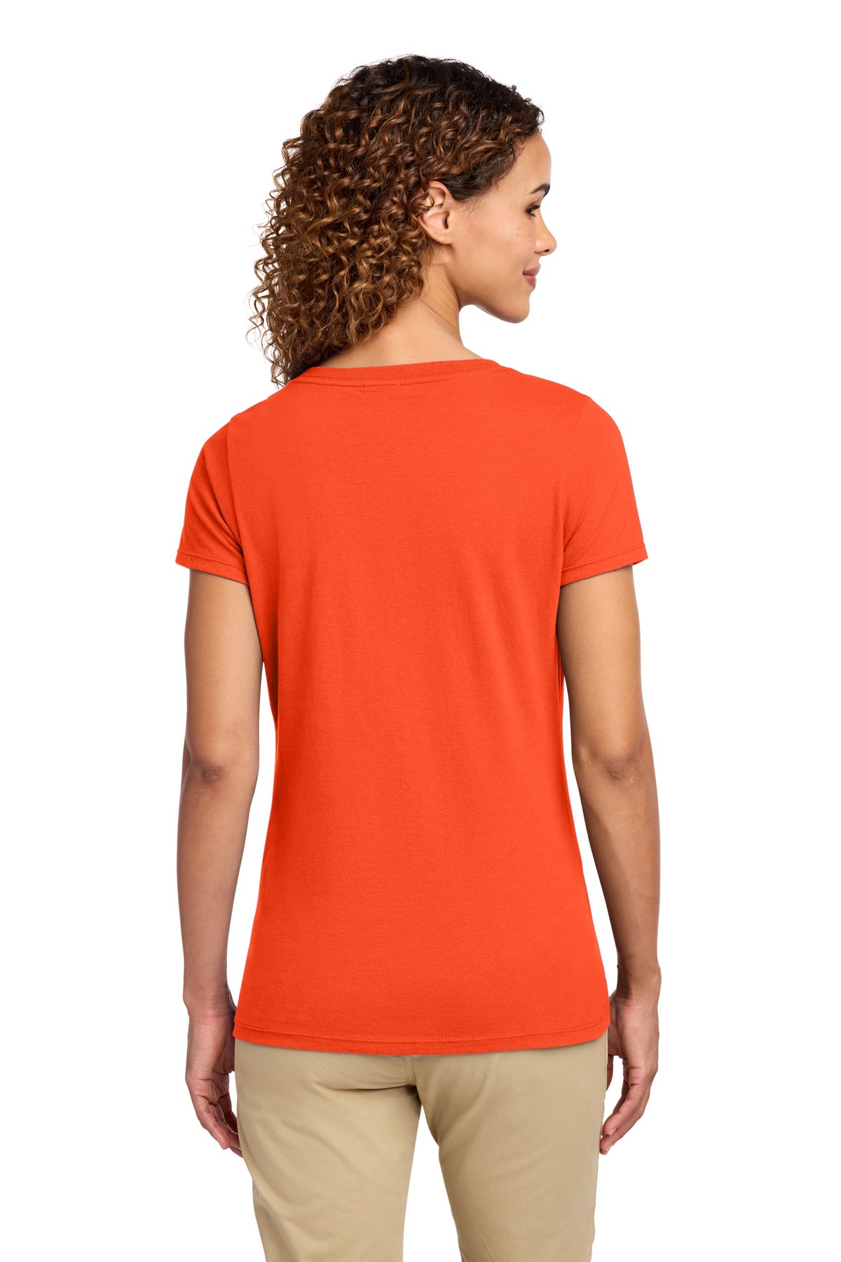 Port & Co Women's Fan Favorite V-Neck Tee. LPC450V - Orange - back
