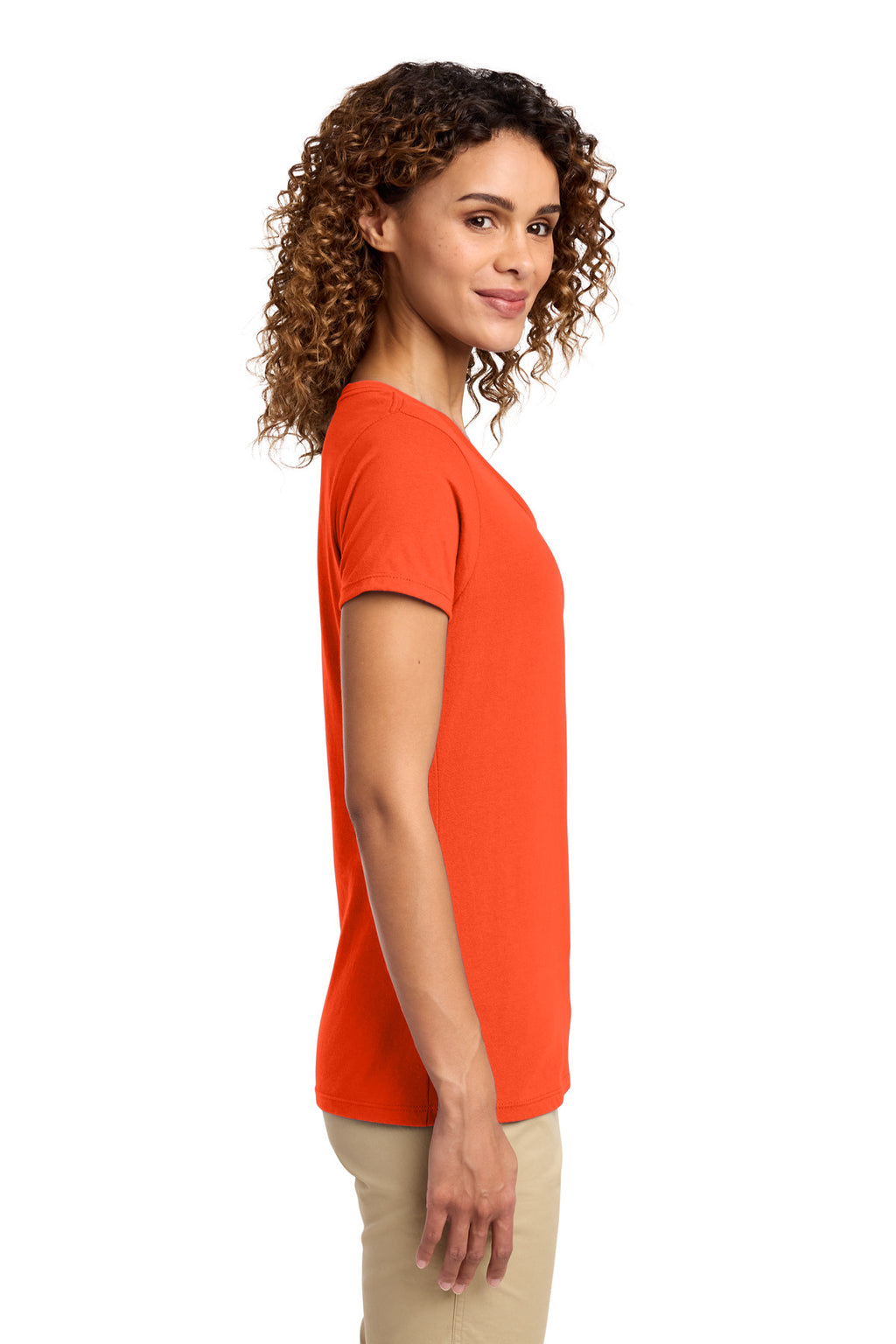 Port & Co Women's Fan Favorite V-Neck Tee. LPC450V - Orange - side