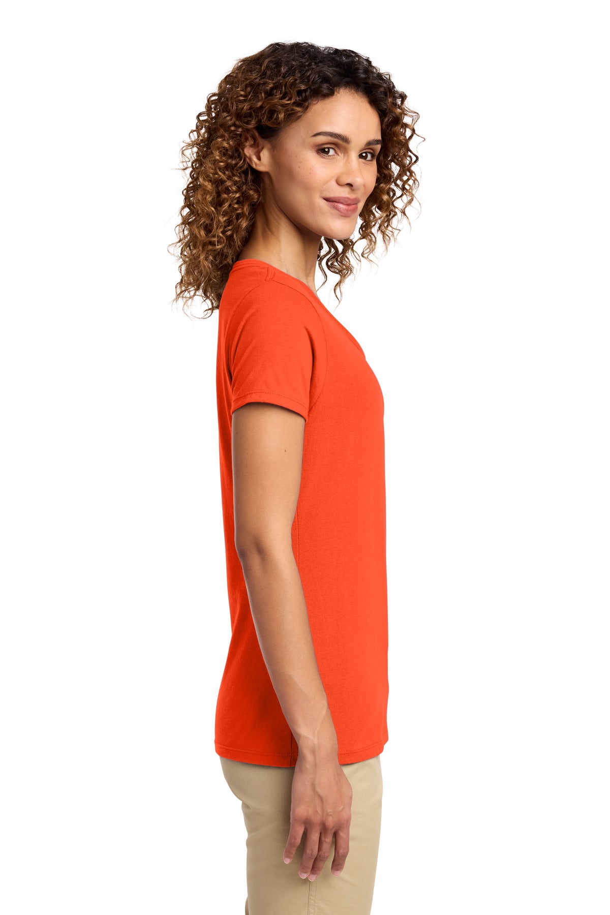 Port & Co Women's Fan Favorite V-Neck Tee. LPC450V - Orange - side