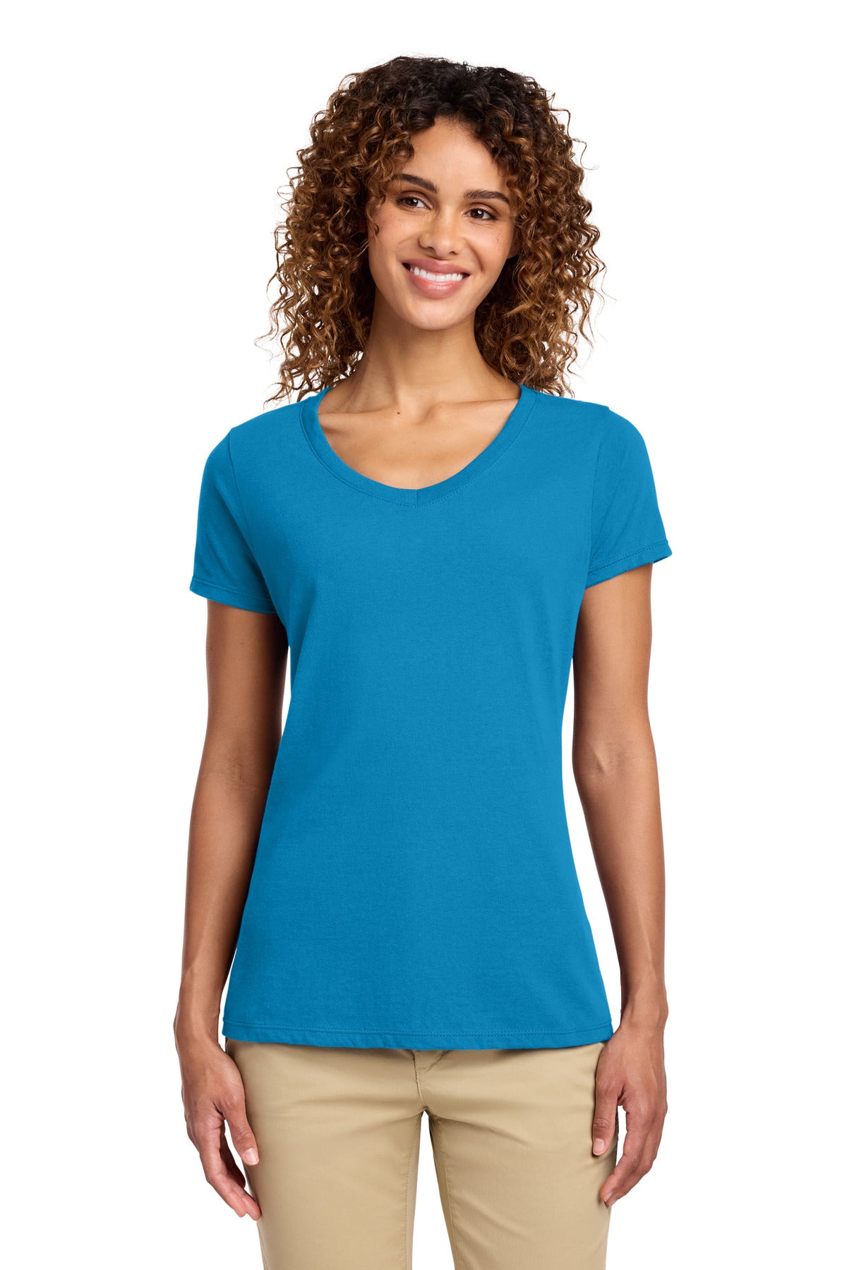 Port & Co Women's Fan Favorite V-Neck Tee. LPC450V - Sapphire - front