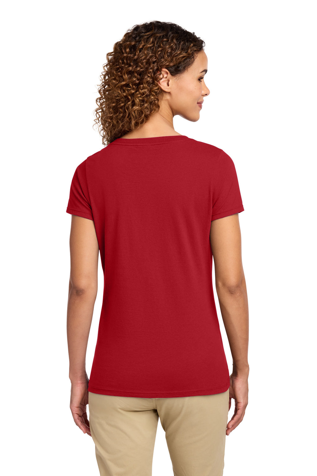 Port & Co Women's Fan Favorite V-Neck Tee. LPC450V - Team Cardinal - back