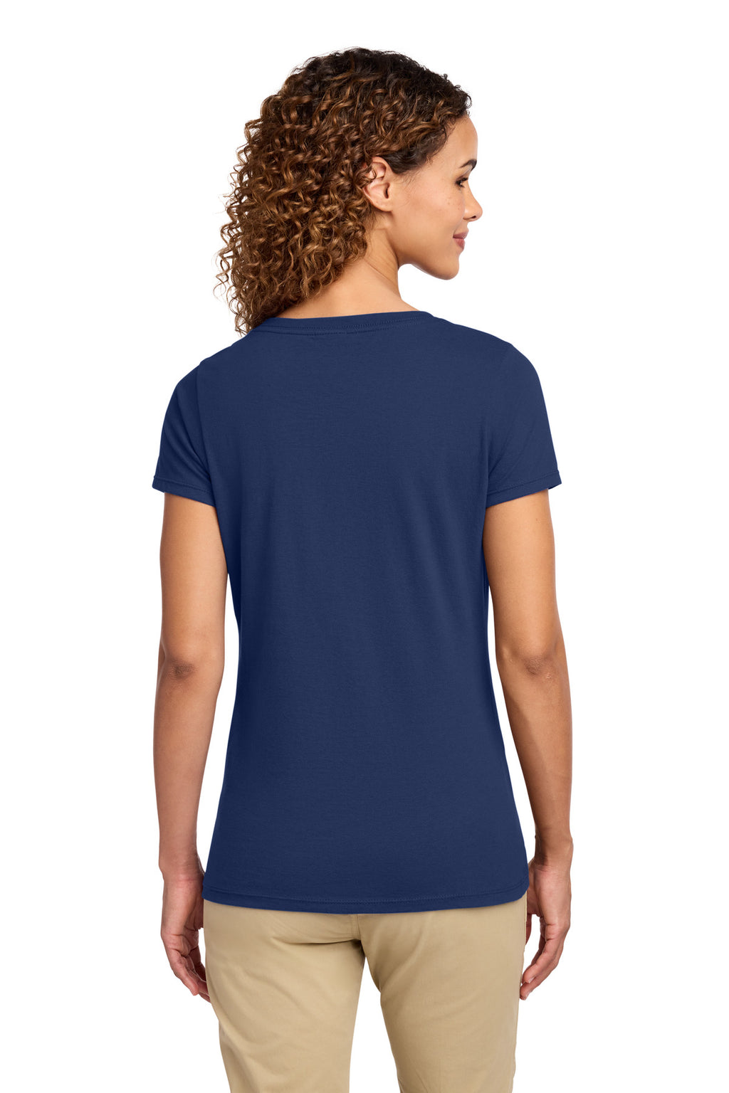 Port & Co Women's Fan Favorite V-Neck Tee. LPC450V - Team Navy - back