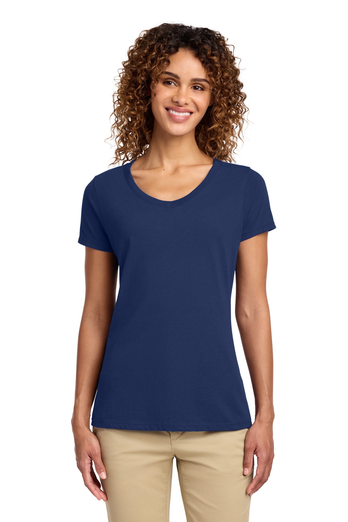 Port & Co Women's Fan Favorite V-Neck Tee. LPC450V - Team Navy - front