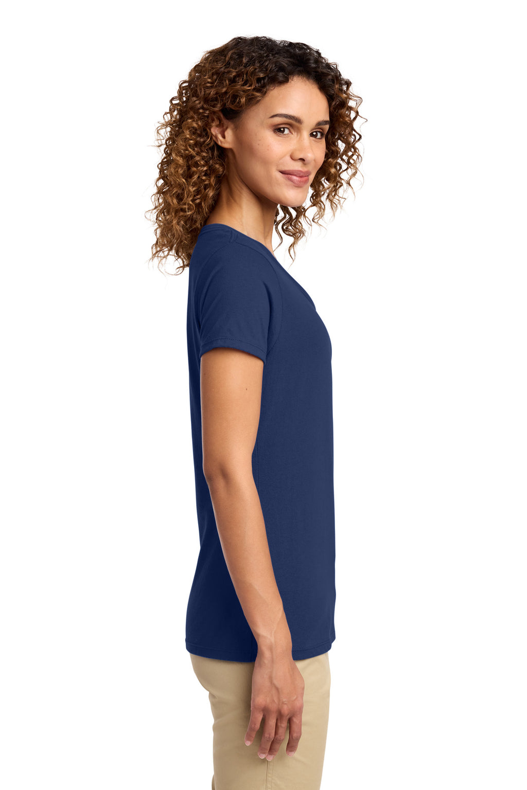 Port & Co Women's Fan Favorite V-Neck Tee. LPC450V - Team Navy - side