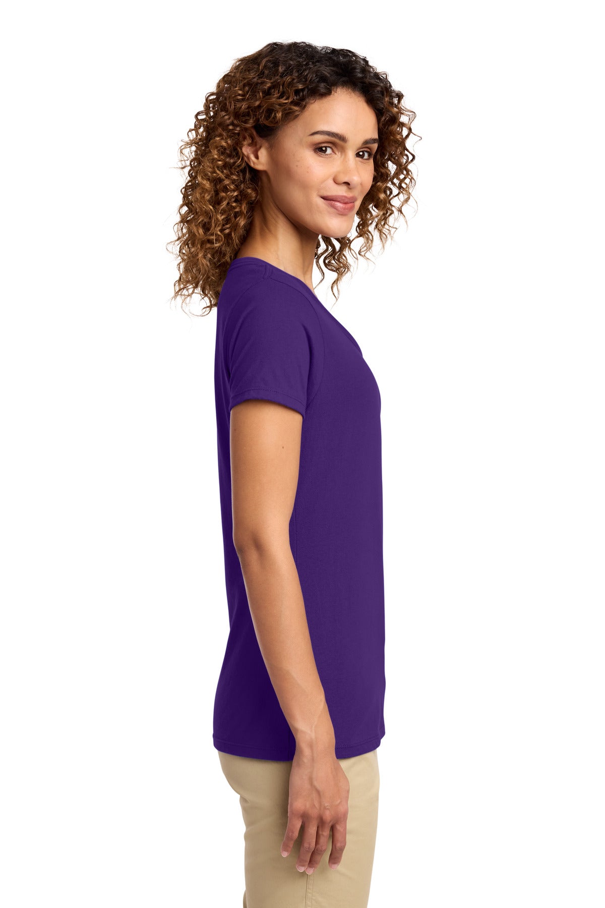 Port & Co Women's Fan Favorite V-Neck Tee. LPC450V - Team Purple - side