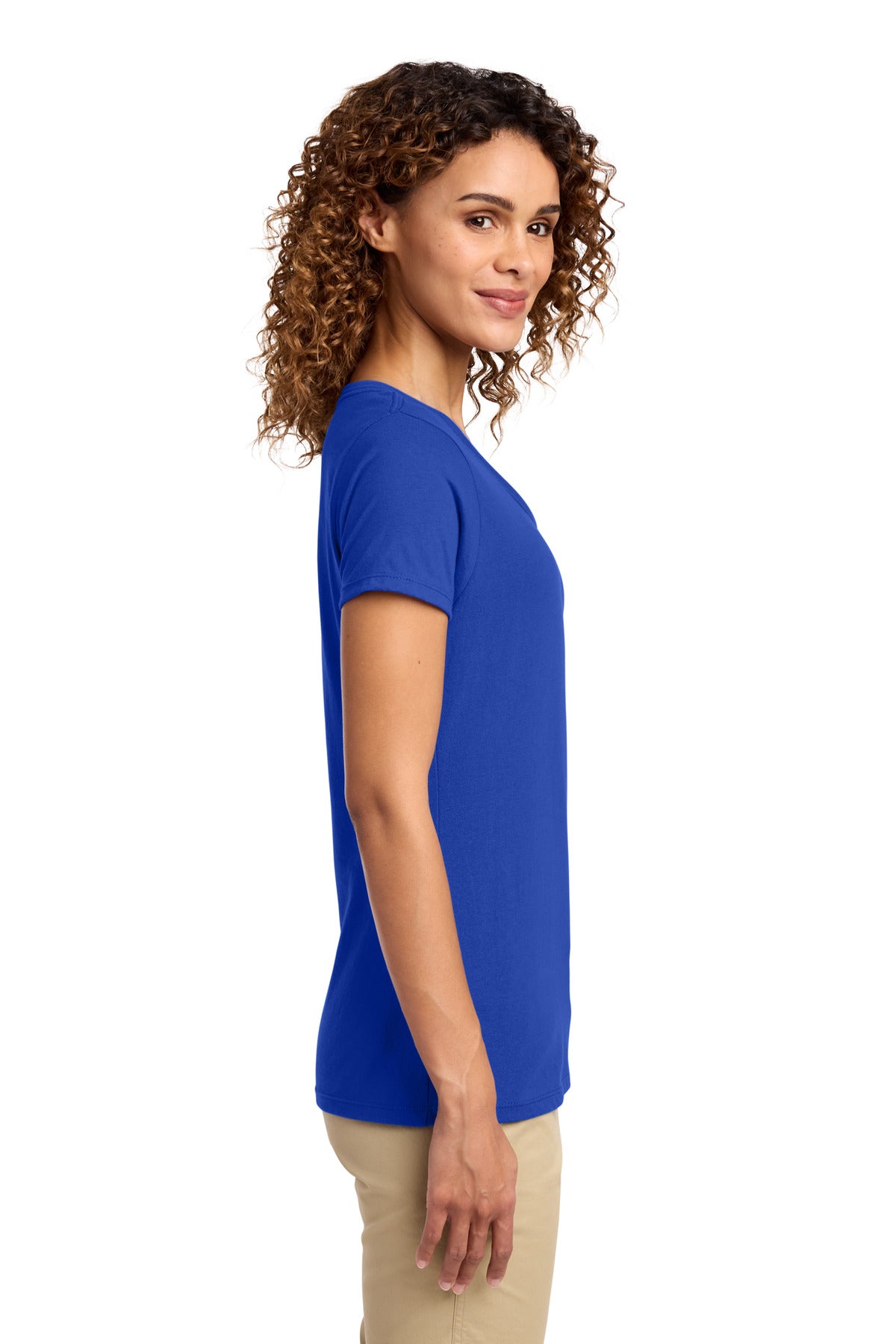 Port & Co Women's Fan Favorite V-Neck Tee. LPC450V - True Royal - side