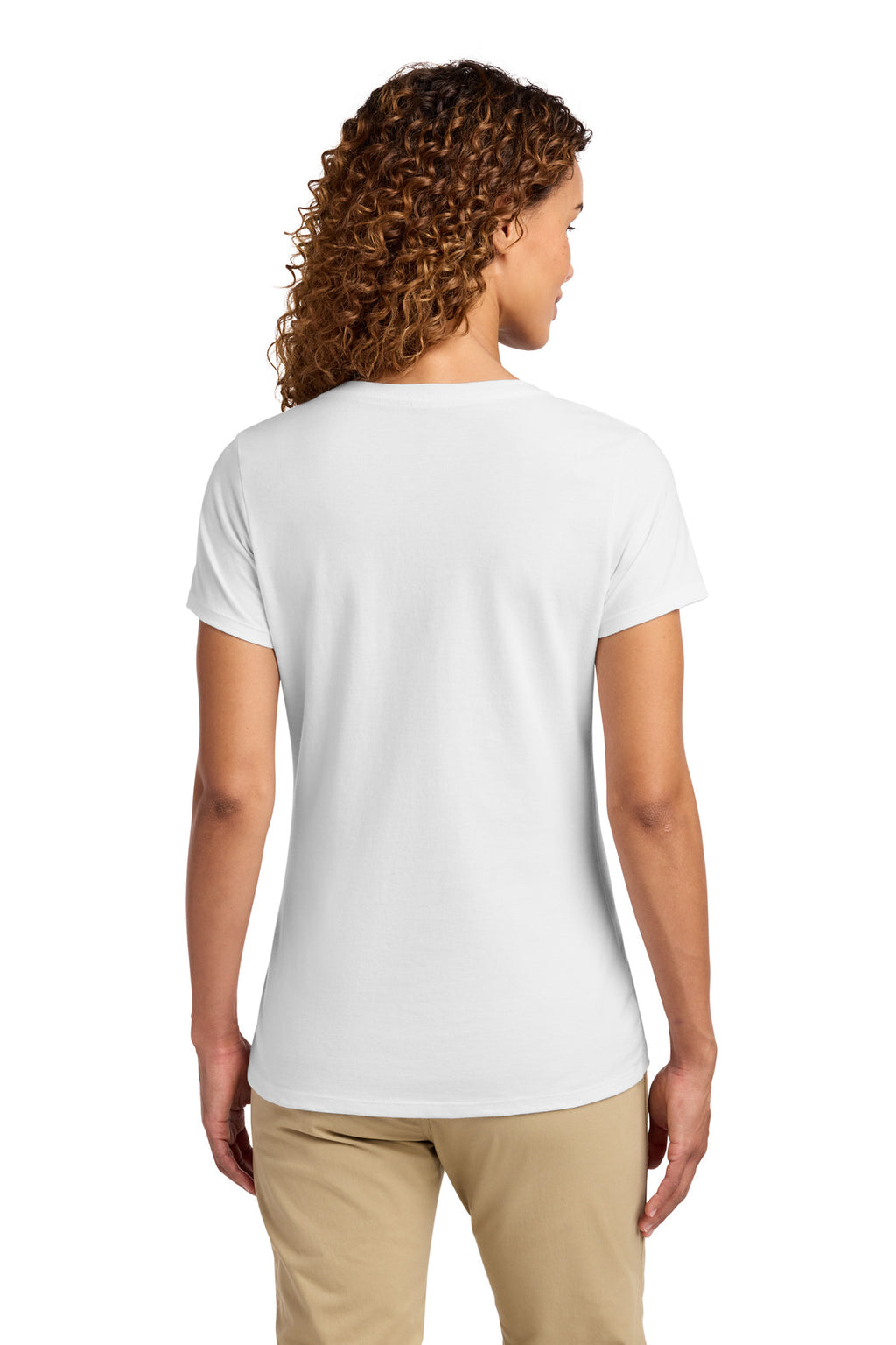 Port & Co Women's Fan Favorite V-Neck Tee. LPC450V - White - back