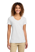 Port & Co Women's Fan Favorite V-Neck Tee. LPC450V - White - front