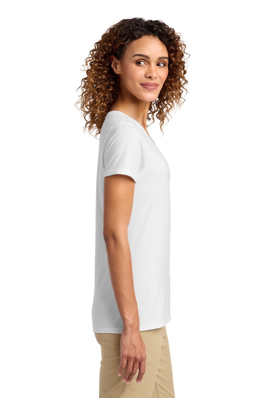 Port & Co Women's Fan Favorite V-Neck Tee. LPC450V - White - side