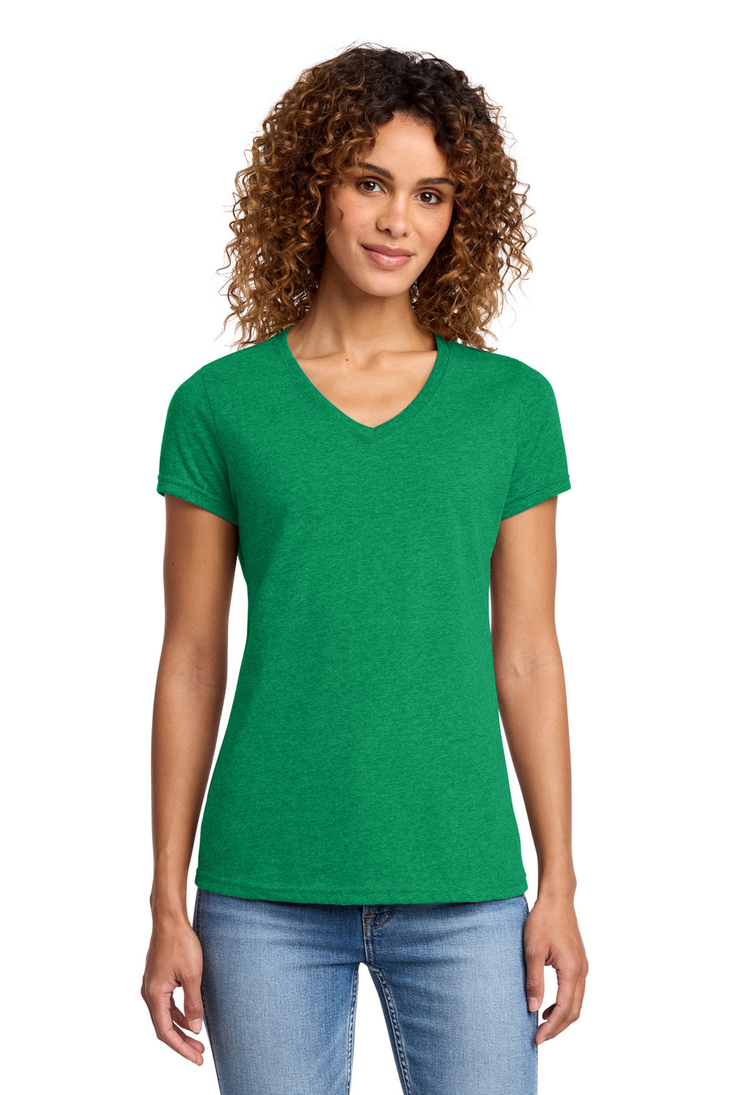 Port & Co Women's Fan Favorite Blend V-Neck Tee. LPC455V - Athletic Kelly Green Heather - front