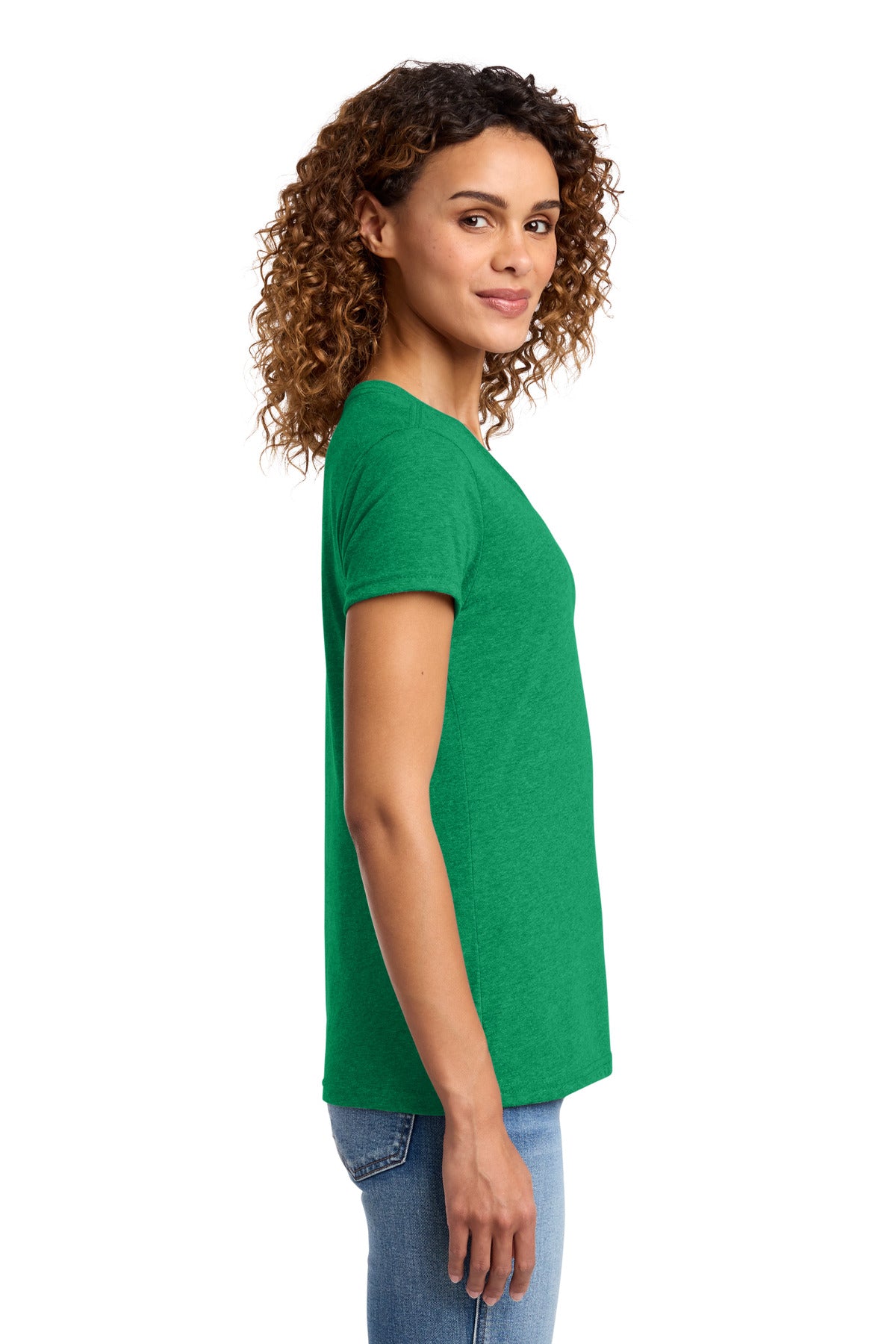 Port & Co Women's Fan Favorite Blend V-Neck Tee. LPC455V - Athletic Kelly Green Heather - side