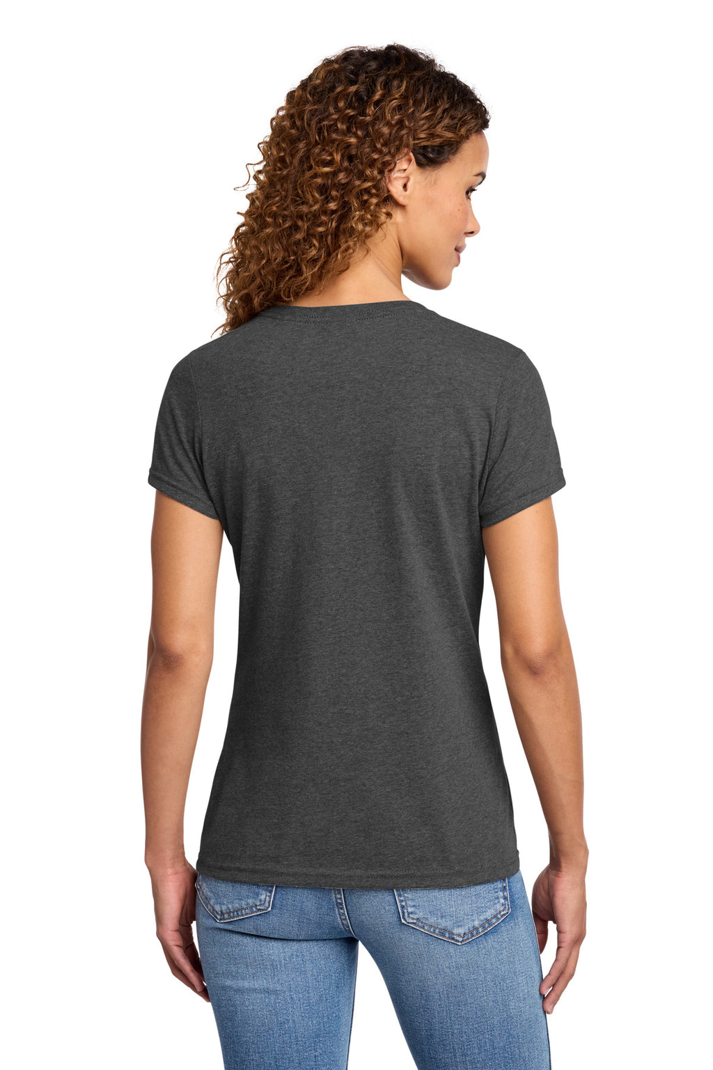 Port & Co Women's Fan Favorite Blend V-Neck Tee. LPC455V - Black Heather - back