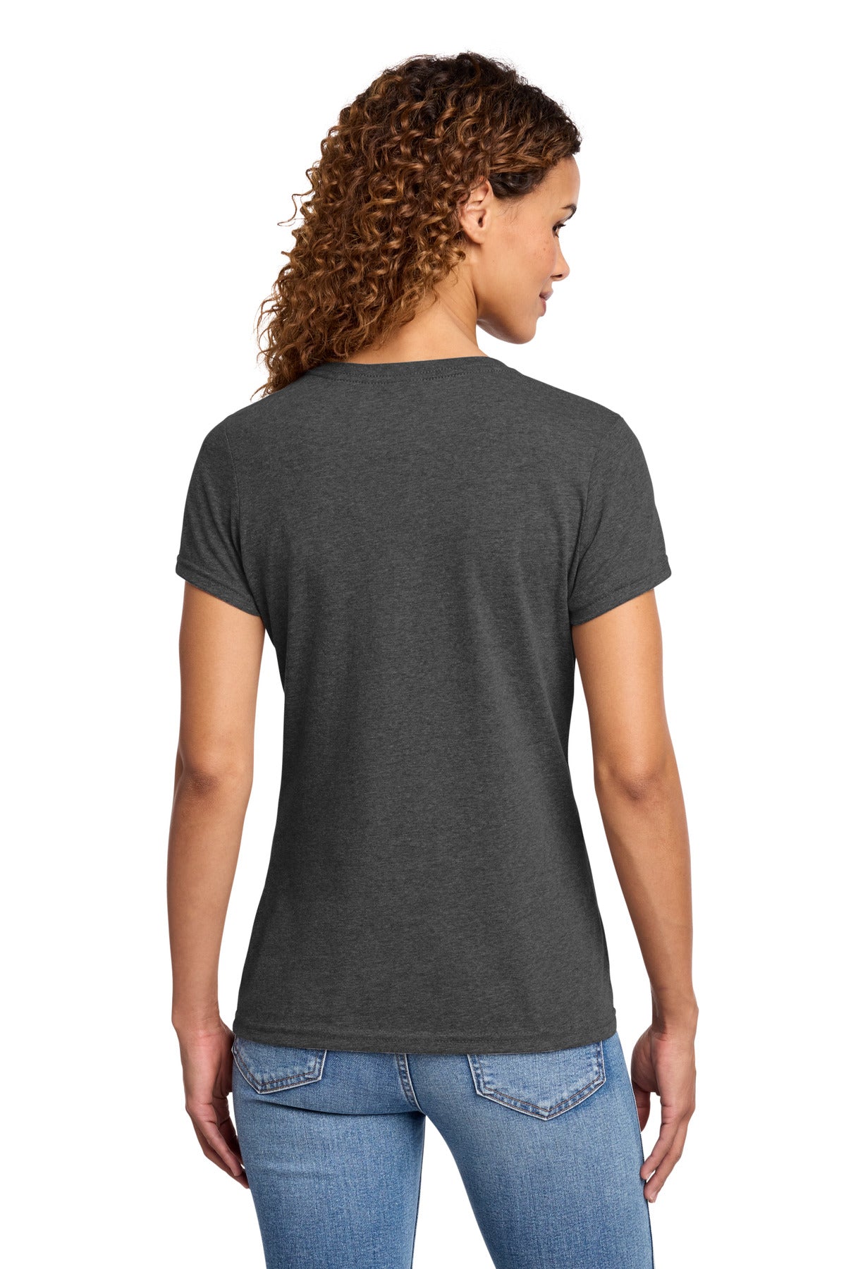 Port & Co Women's Fan Favorite Blend V-Neck Tee. LPC455V - Black Heather - back