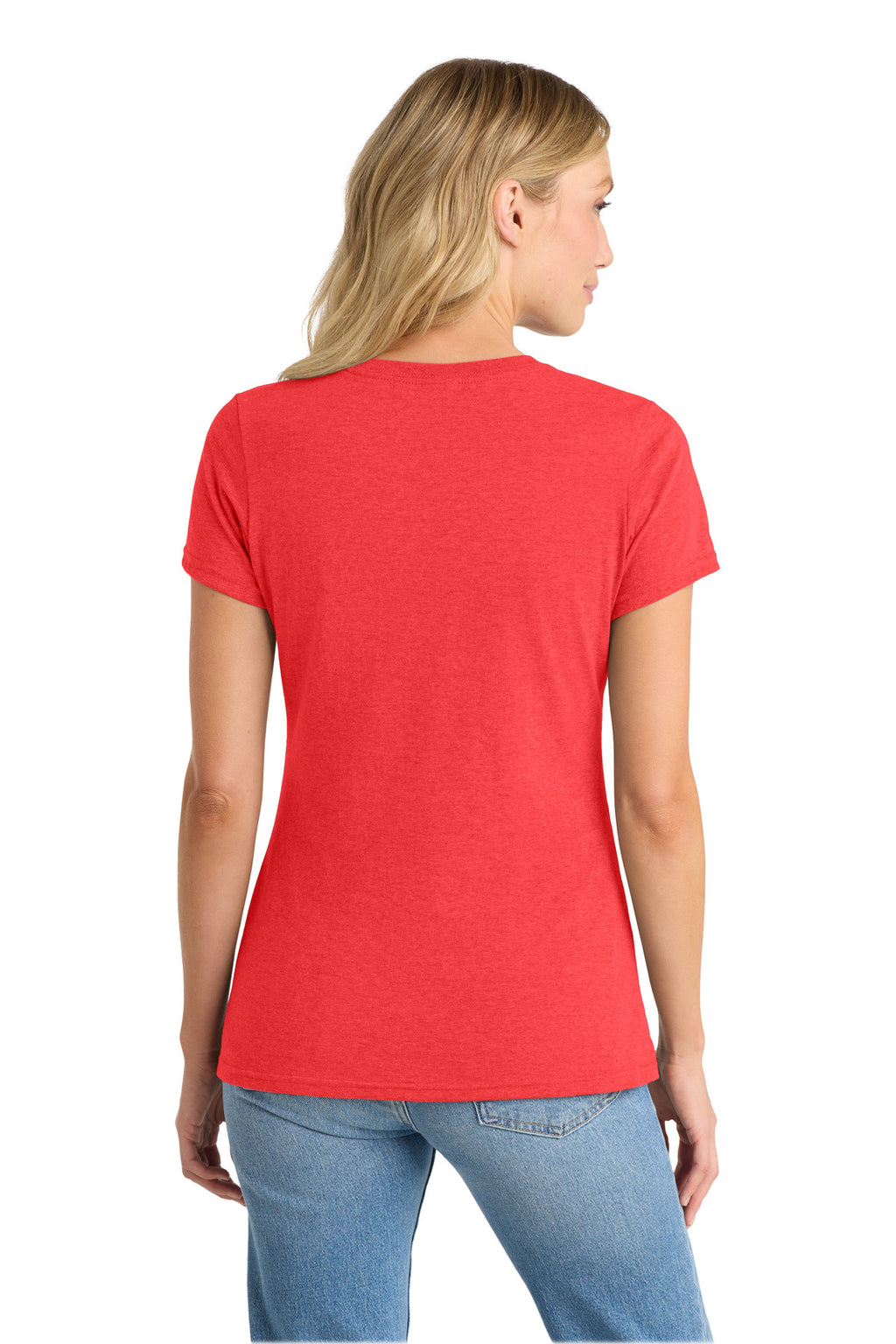 Port & Co Women's Fan Favorite Blend V-Neck Tee. LPC455V - Bright Red Heather - back