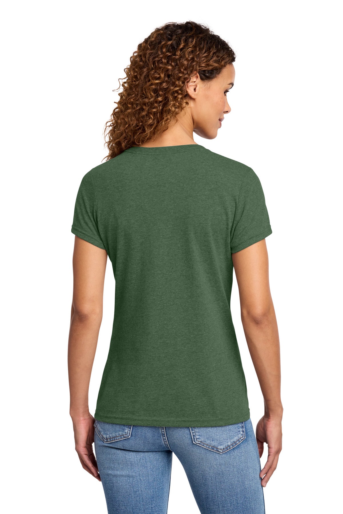 Port & Co Women's Fan Favorite Blend V-Neck Tee. LPC455V - Forest Green Heather - back