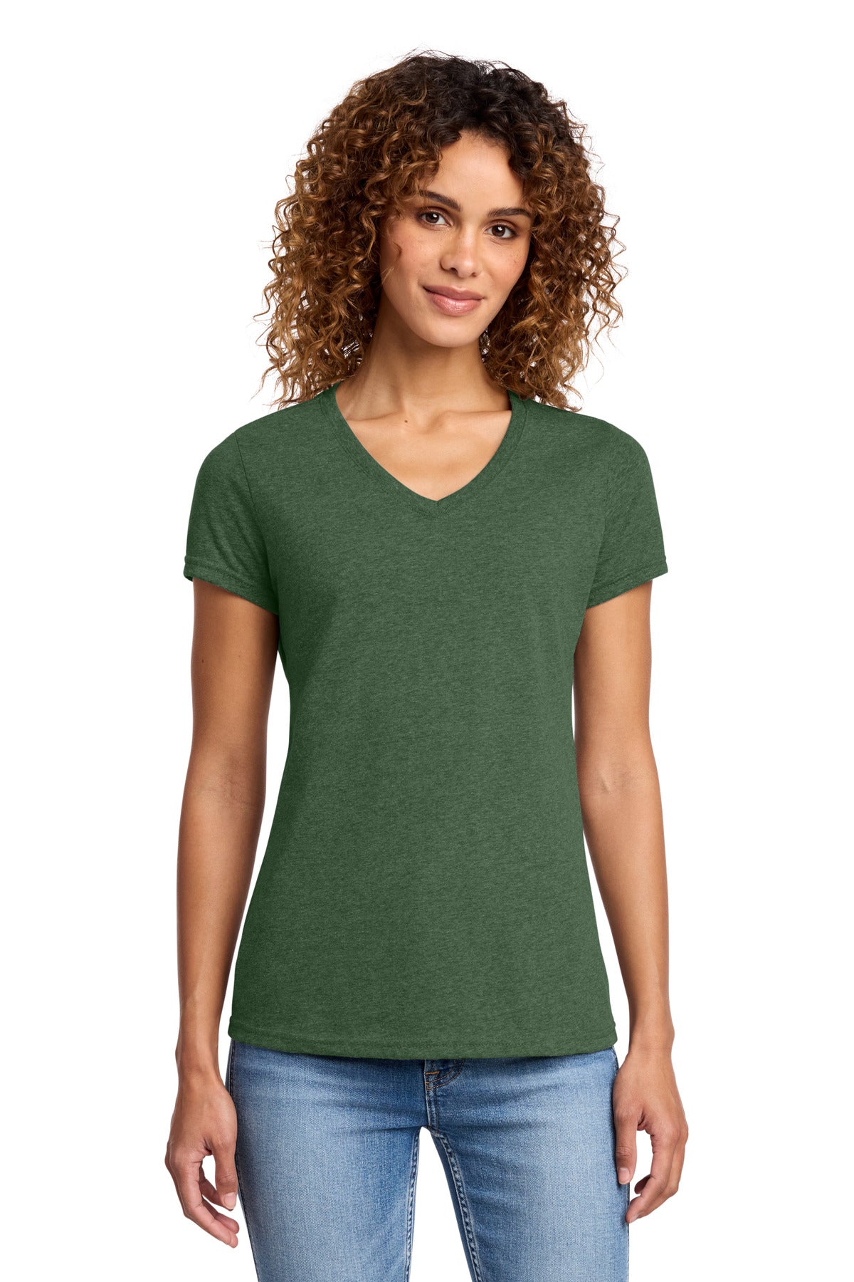 Port & Co Women's Fan Favorite Blend V-Neck Tee. LPC455V - Forest Green Heather - front