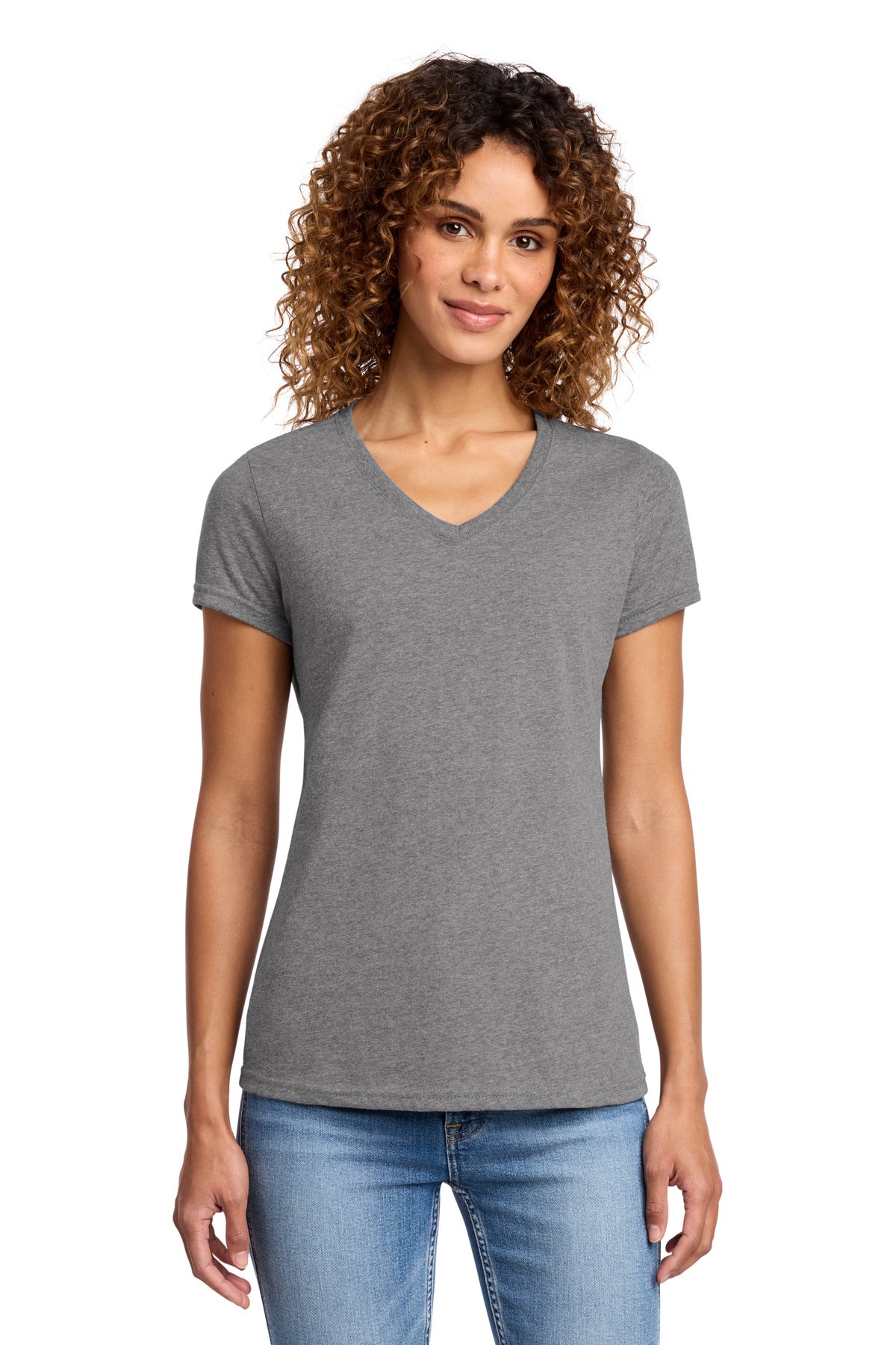 Port & Co Women's Fan Favorite Blend V-Neck Tee. LPC455V - Graphite Heather - front