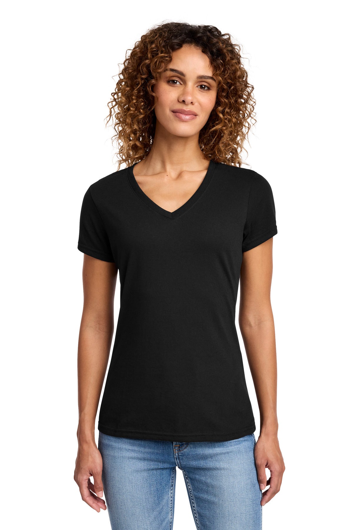 Port & Co Women's Fan Favorite Blend V-Neck Tee. LPC455V - Jet Black - front