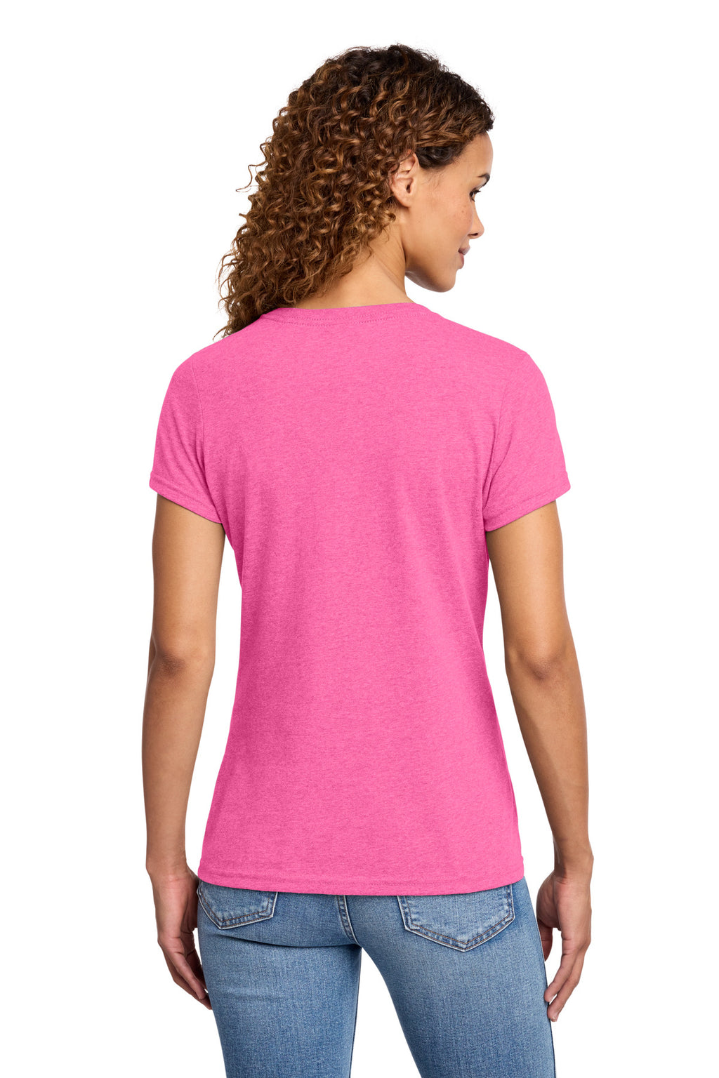 Port & Co Women's Fan Favorite Blend V-Neck Tee. LPC455V - Neon Pink Heather - back