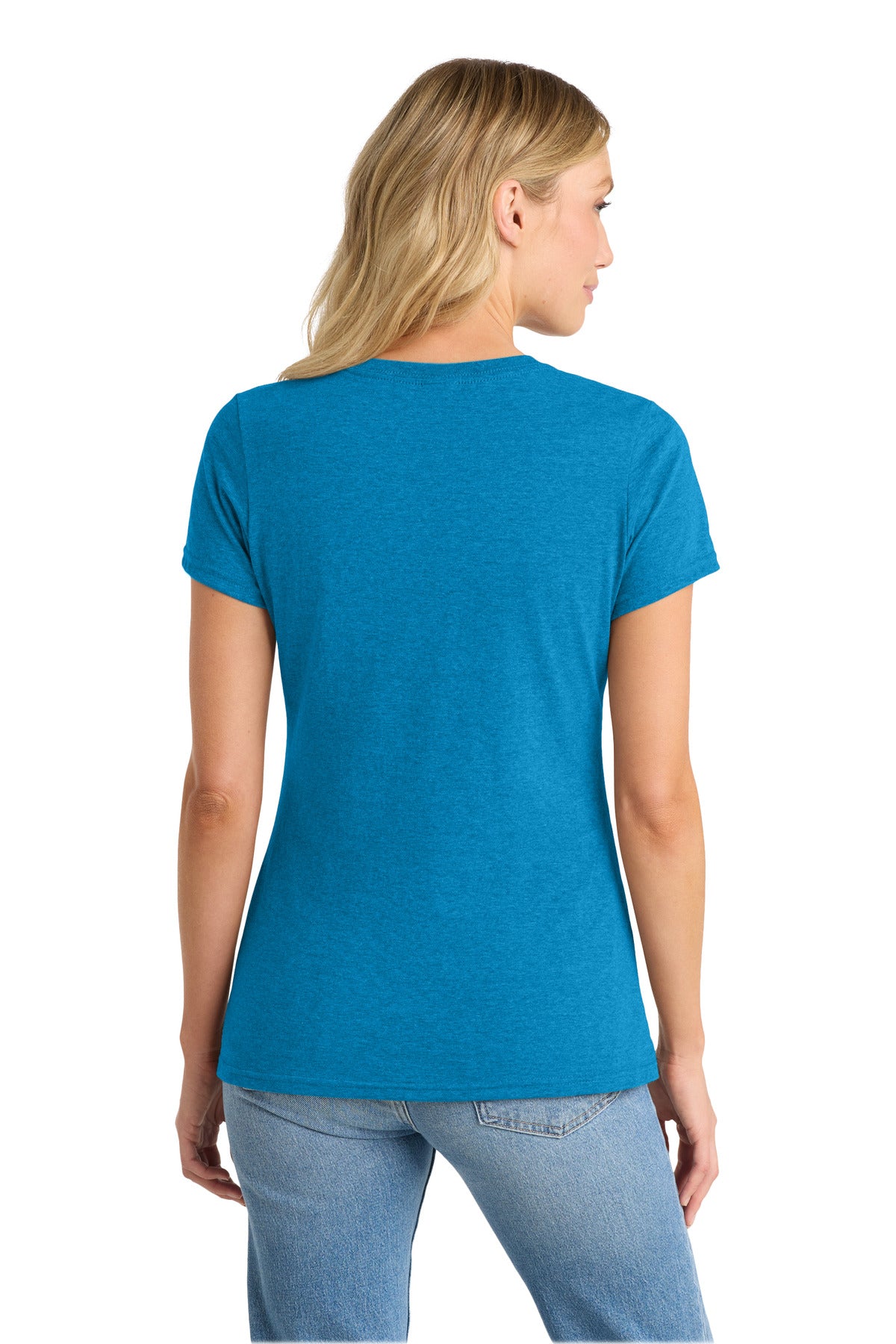 Port & Co Women's Fan Favorite Blend V-Neck Tee. LPC455V - Sapphire Heather - back