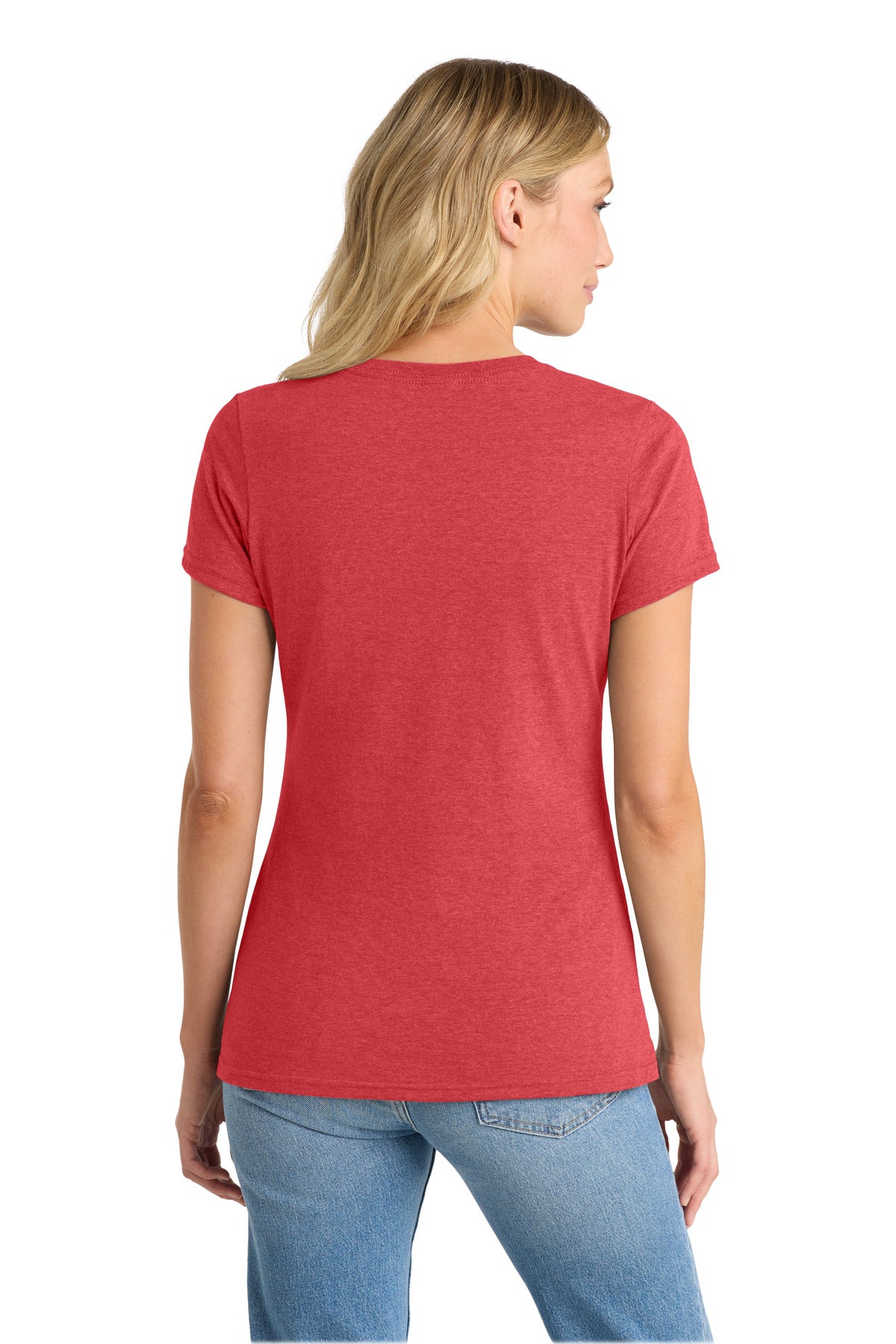 Port & Co Women's Fan Favorite Blend V-Neck Tee. LPC455V - Team Cardinal Heather - back