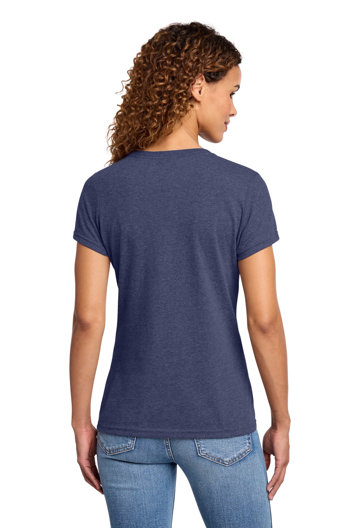 Port & Co Women's Fan Favorite Blend V-Neck Tee. LPC455V - Team Navy Heather - back
