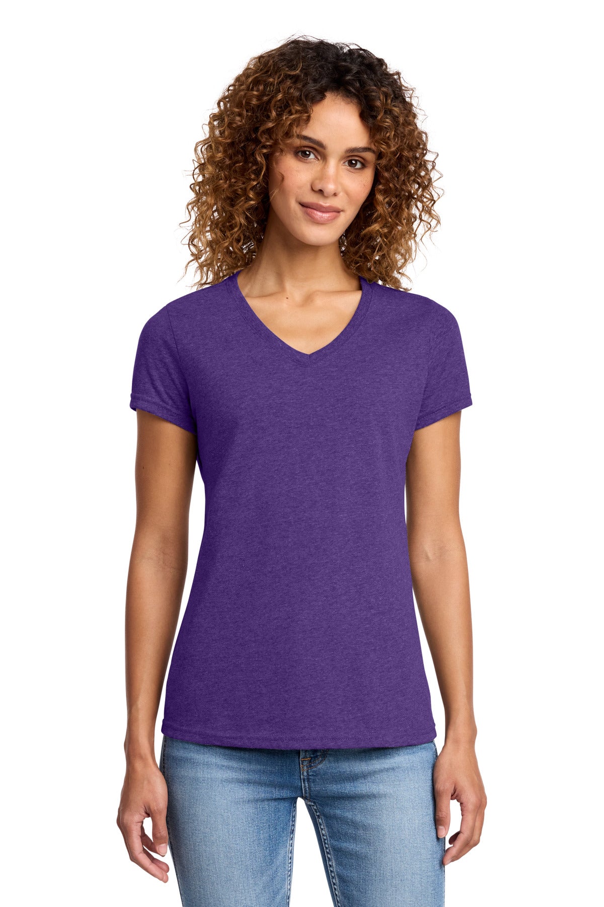 Port & Co Women's Fan Favorite Blend V-Neck Tee. LPC455V - Team Purple Heather - front