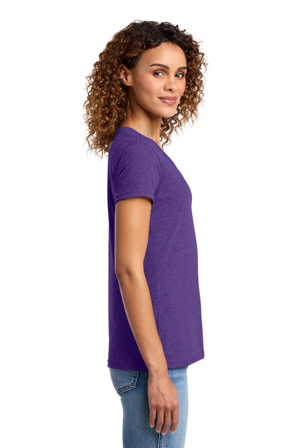Port & Co Women's Fan Favorite Blend V-Neck Tee. LPC455V - Team Purple Heather - side