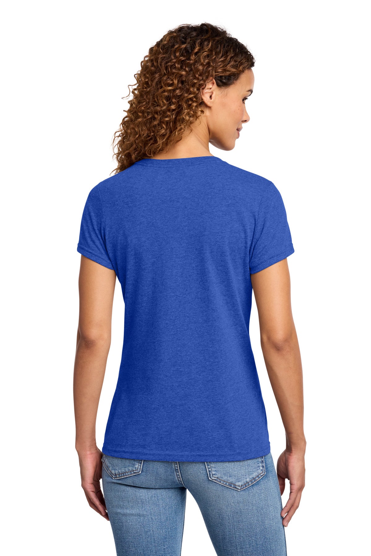 Port & Co Women's Fan Favorite Blend V-Neck Tee. LPC455V - True Royal Heather - back