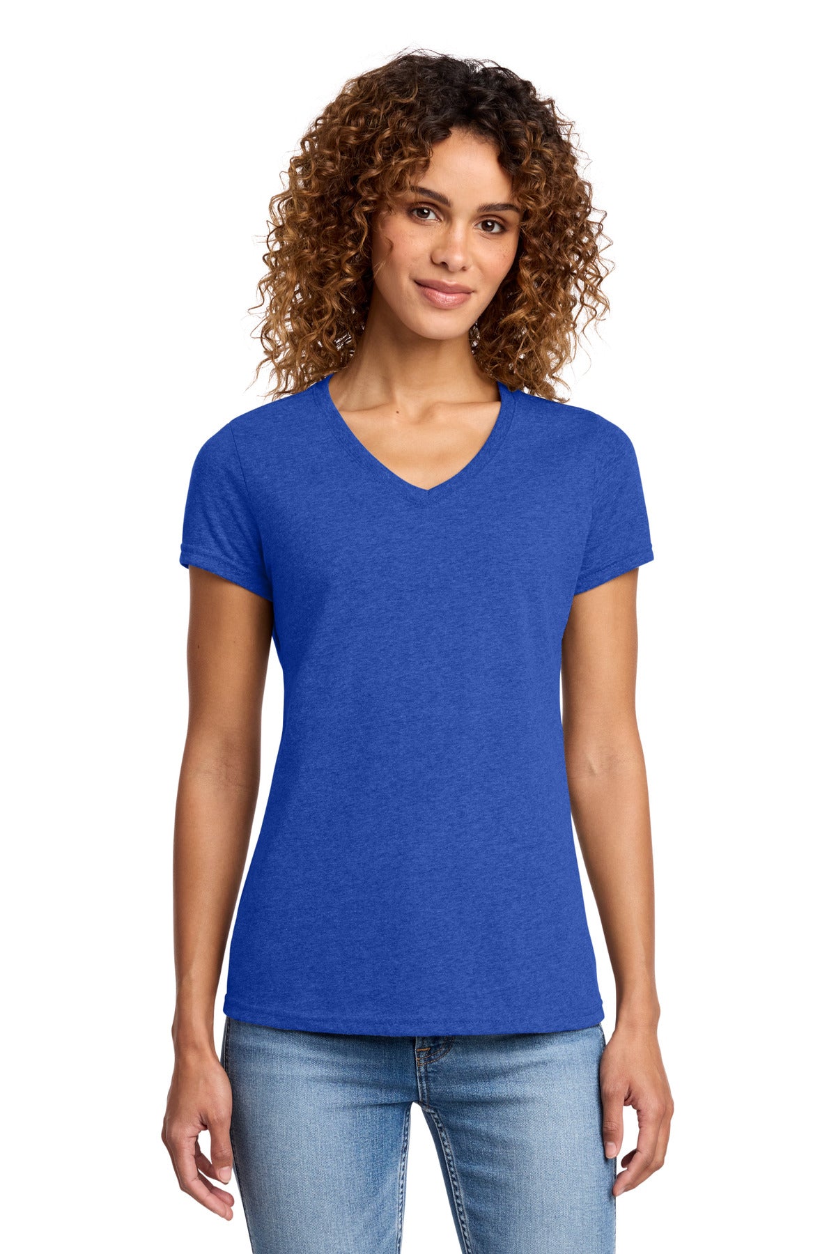 Port & Co Women's Fan Favorite Blend V-Neck Tee. LPC455V - True Royal Heather - front