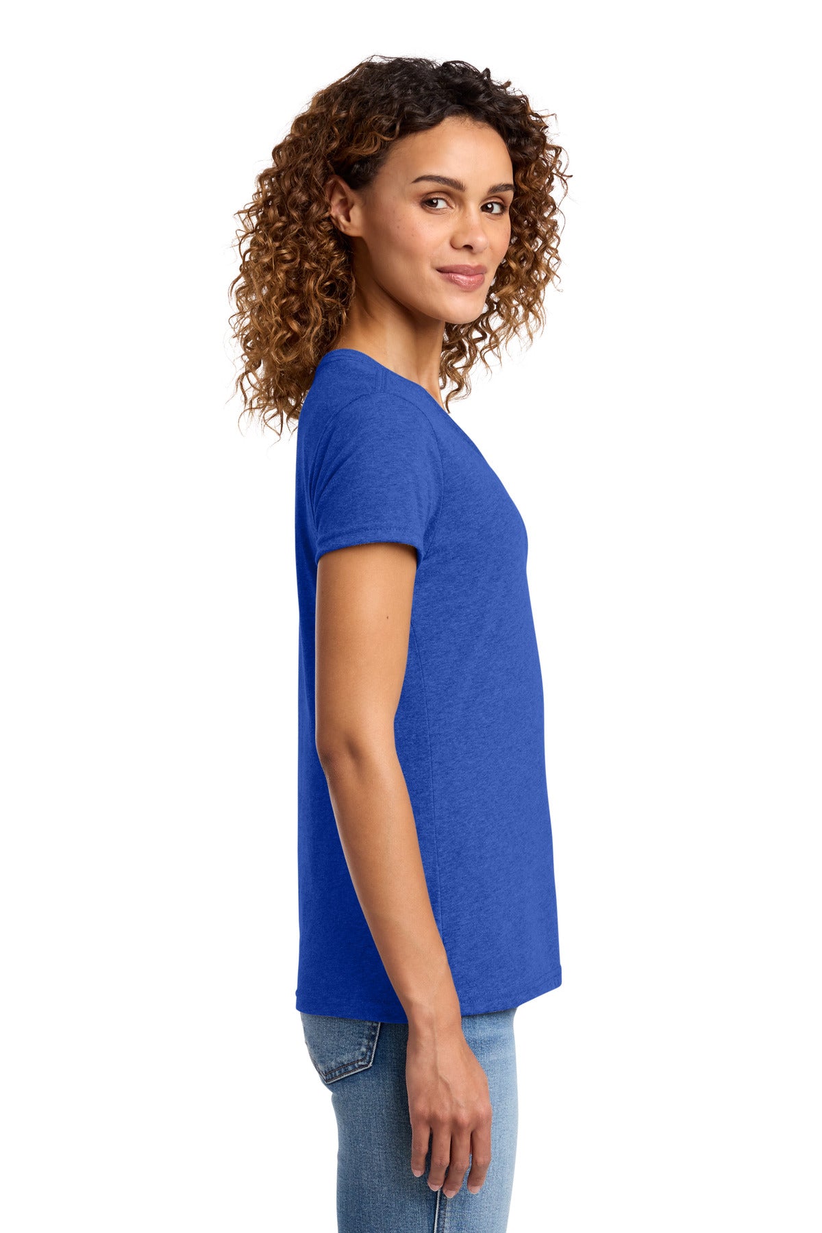 Port & Co Women's Fan Favorite Blend V-Neck Tee. LPC455V - True Royal Heather - side