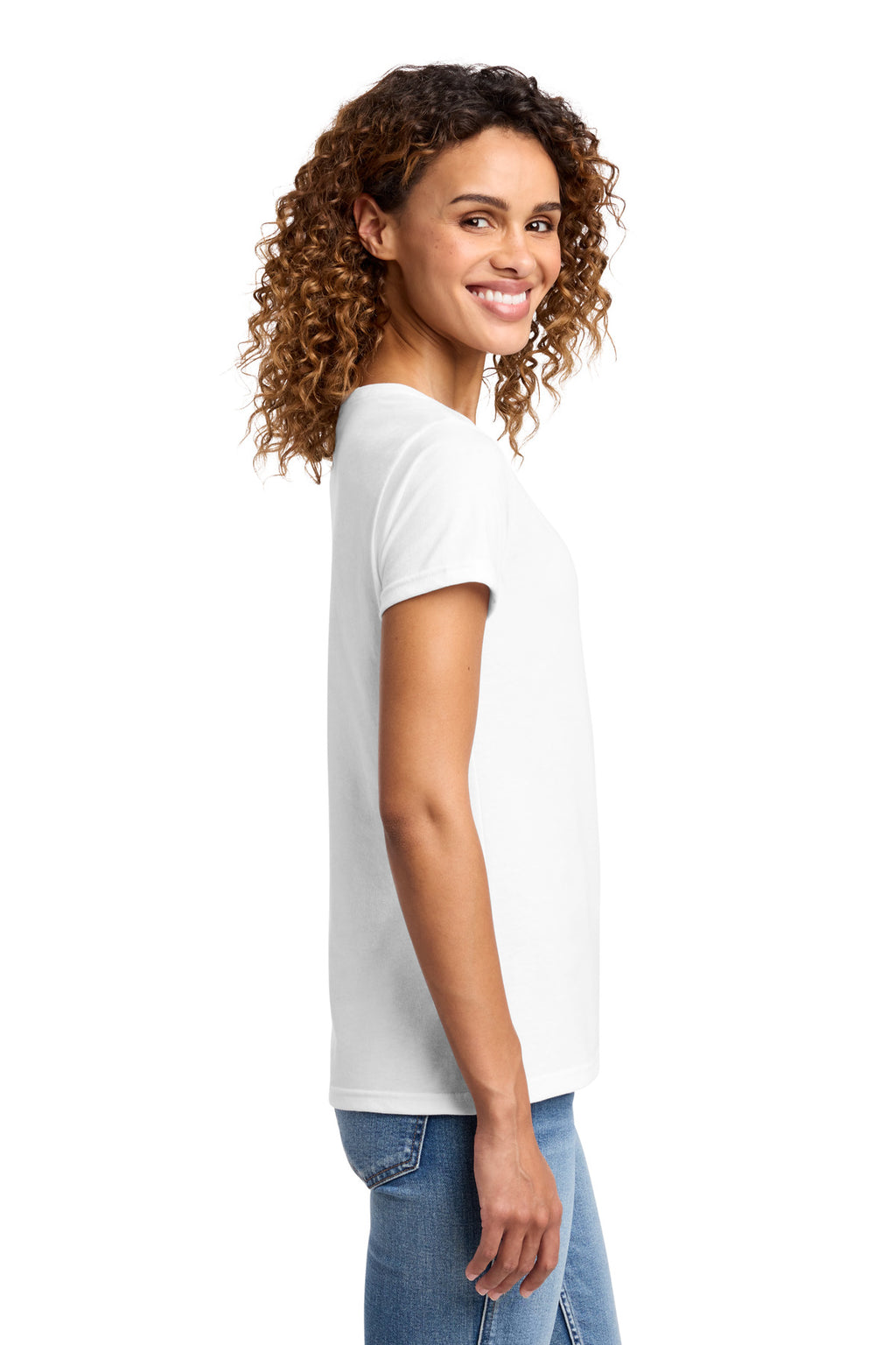 Port & Co Women's Fan Favorite Blend V-Neck Tee. LPC455V - White - side