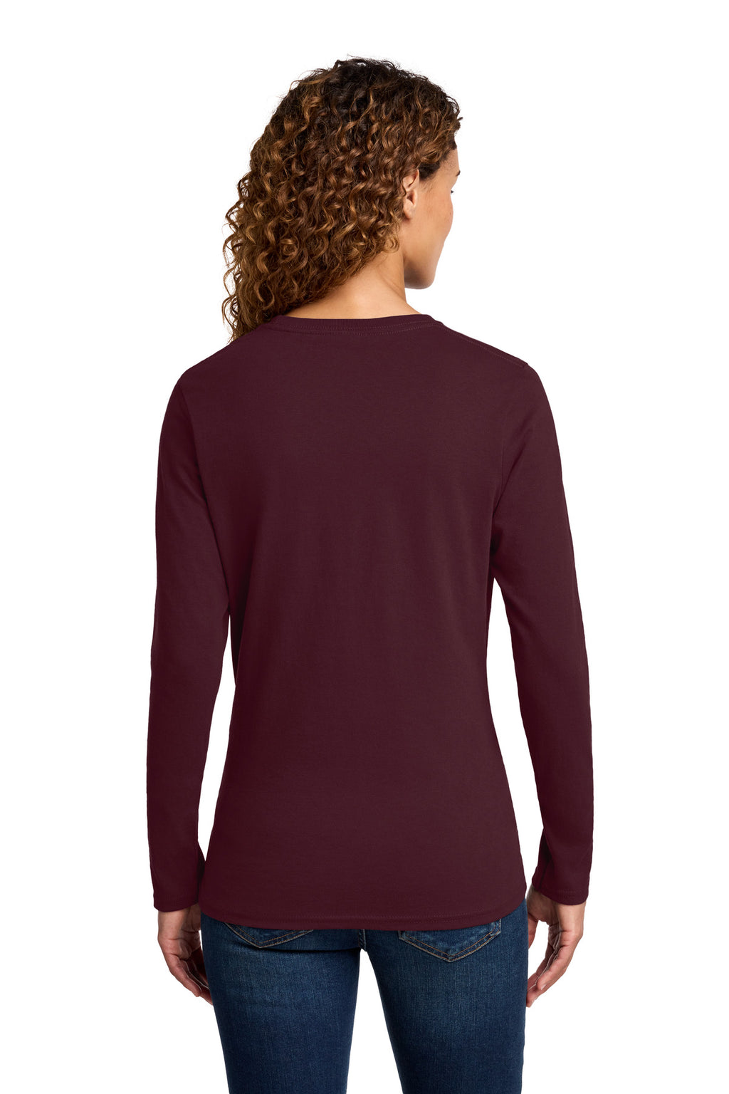 Port & Co Women's Long Sleeve Core Cotton Tee. LPC54LS - Athletic Maroon - back