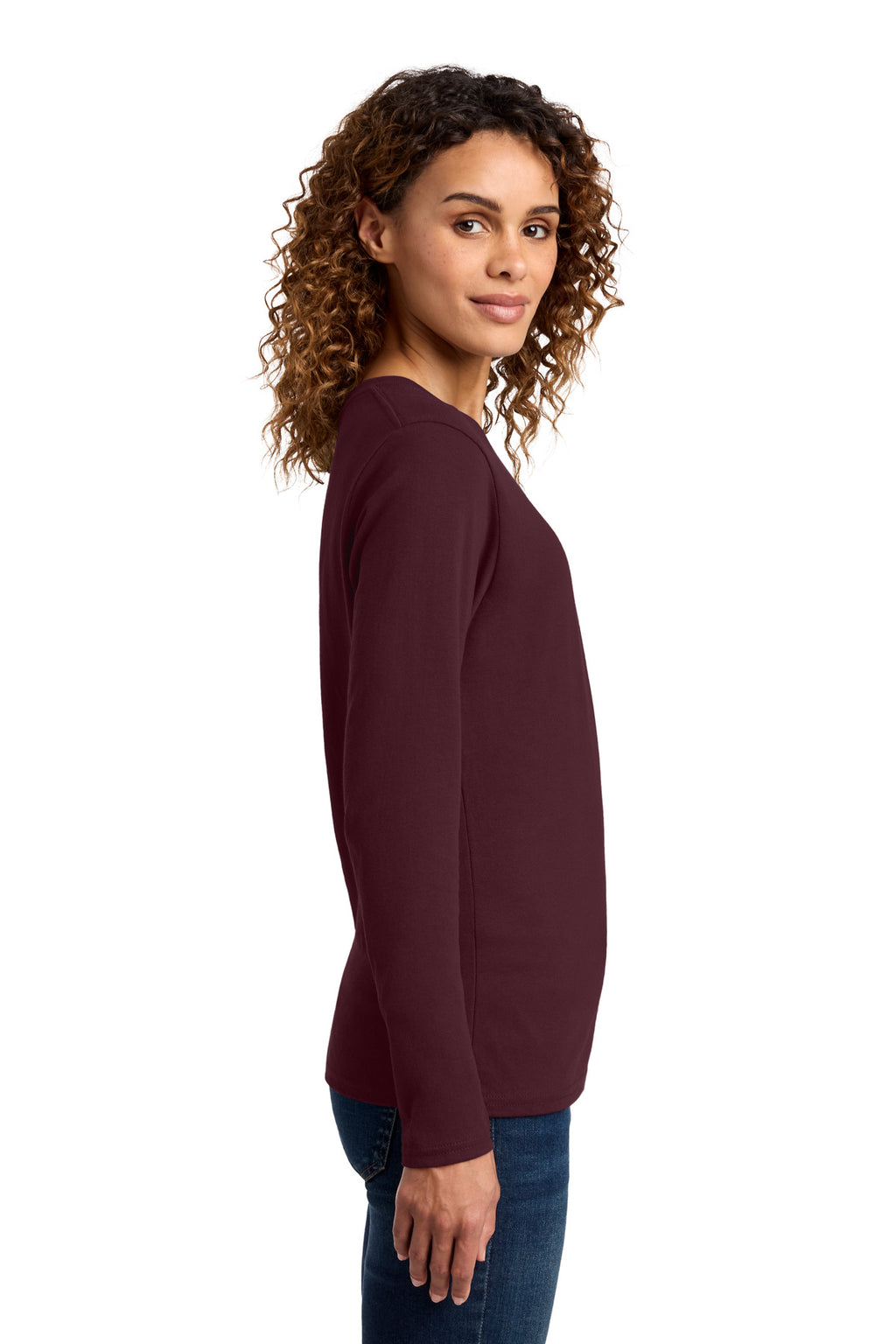 Port & Co Women's Long Sleeve Core Cotton Tee. LPC54LS - Athletic Maroon - side