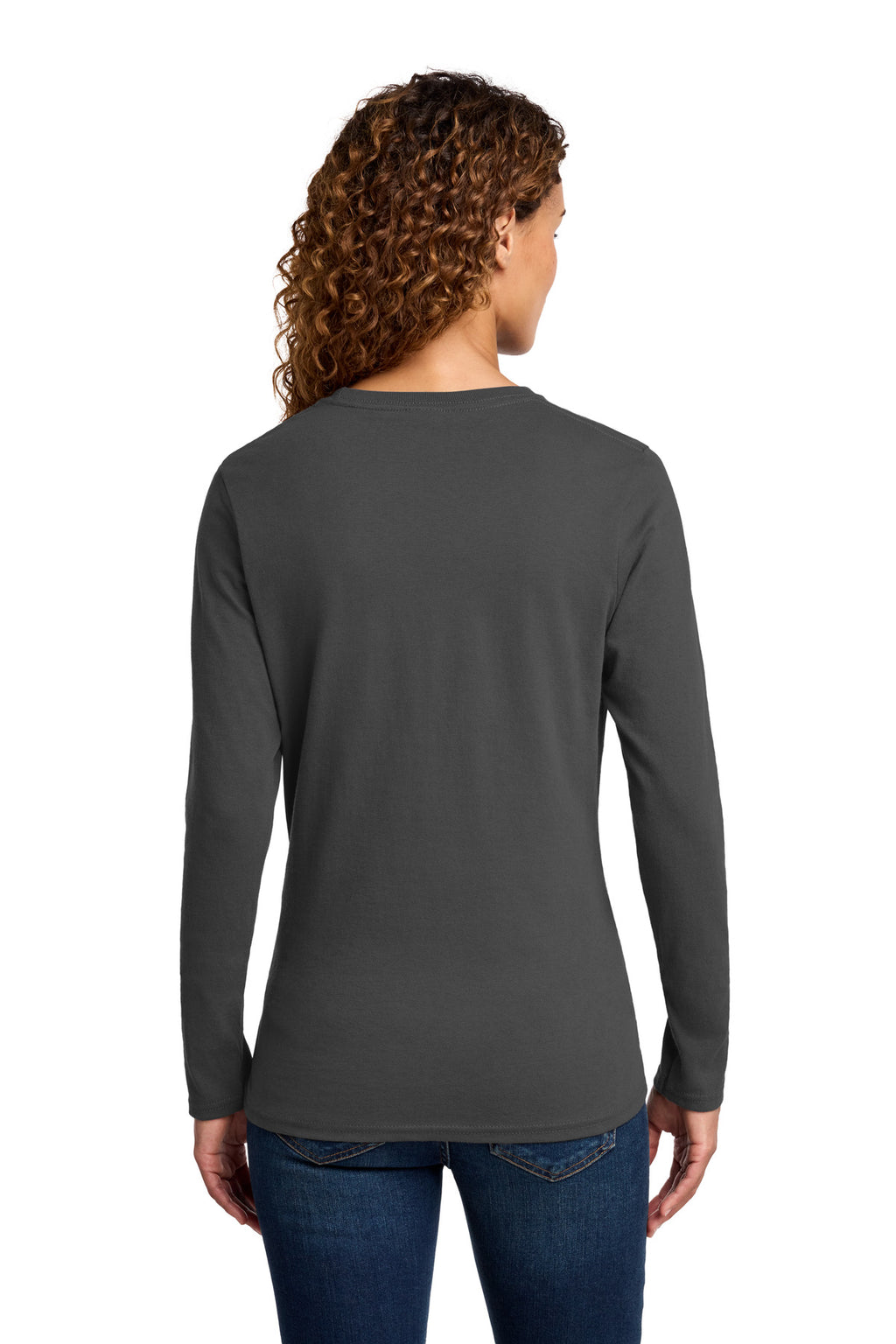 Port & Co Women's Long Sleeve Core Cotton Tee. LPC54LS - Charcoal - back