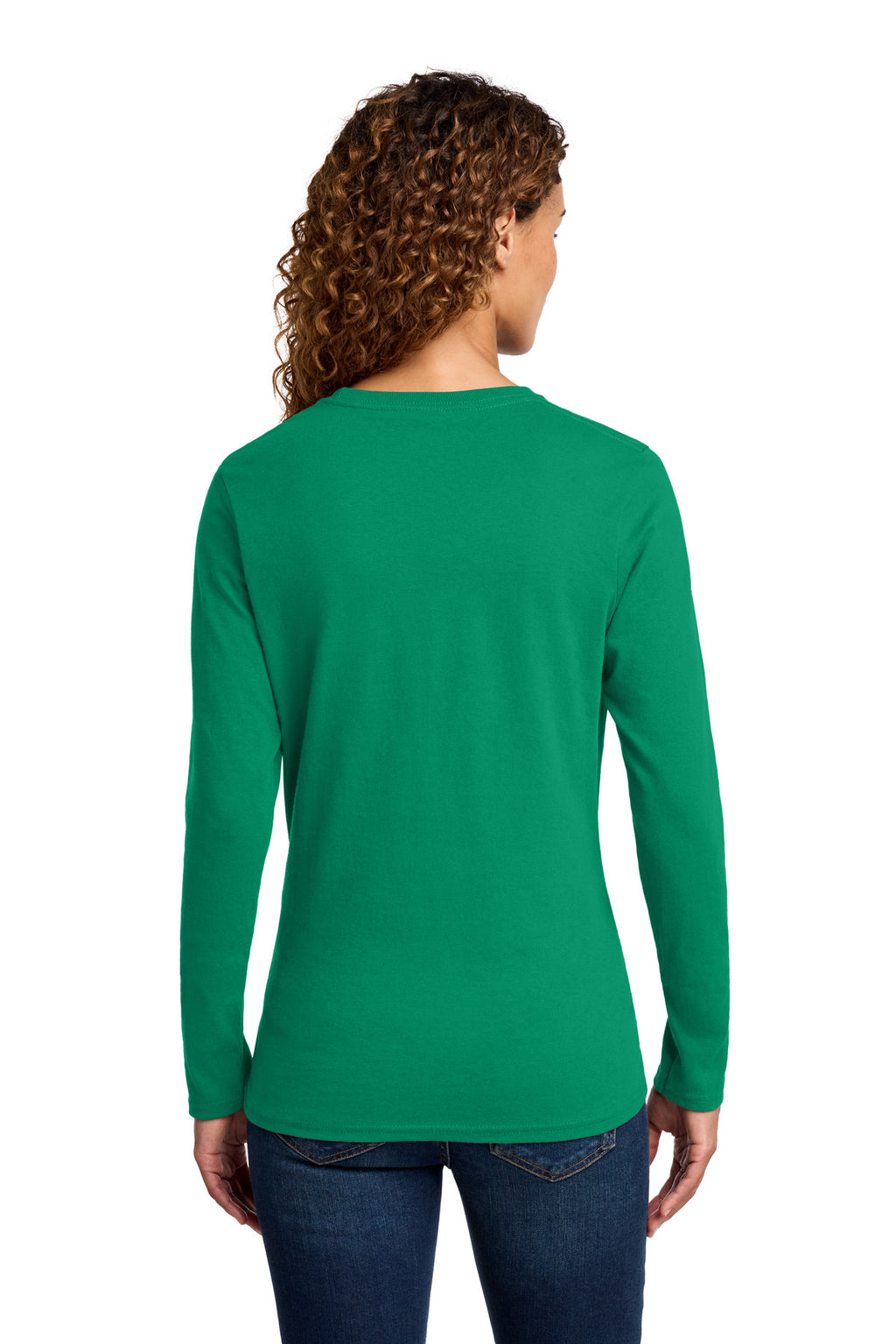 Port & Co Women's Long Sleeve Core Cotton Tee. LPC54LS - Kelly - back
