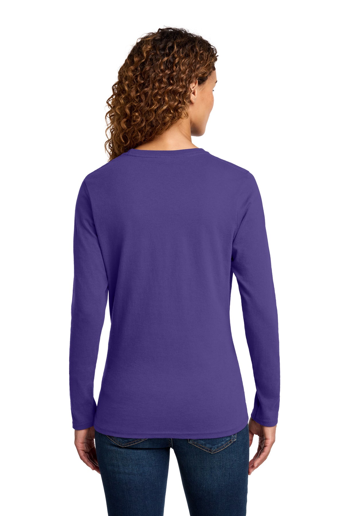 Port & Co Women's Long Sleeve Core Cotton Tee. LPC54LS - Purple - back