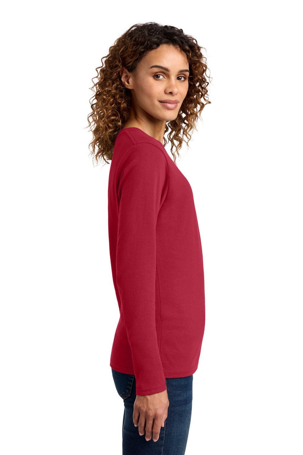 Port & Co Women's Long Sleeve Core Cotton Tee. LPC54LS - Red - side