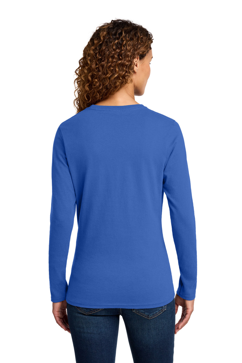 Port & Co Women's Long Sleeve Core Cotton Tee. LPC54LS - Royal - back