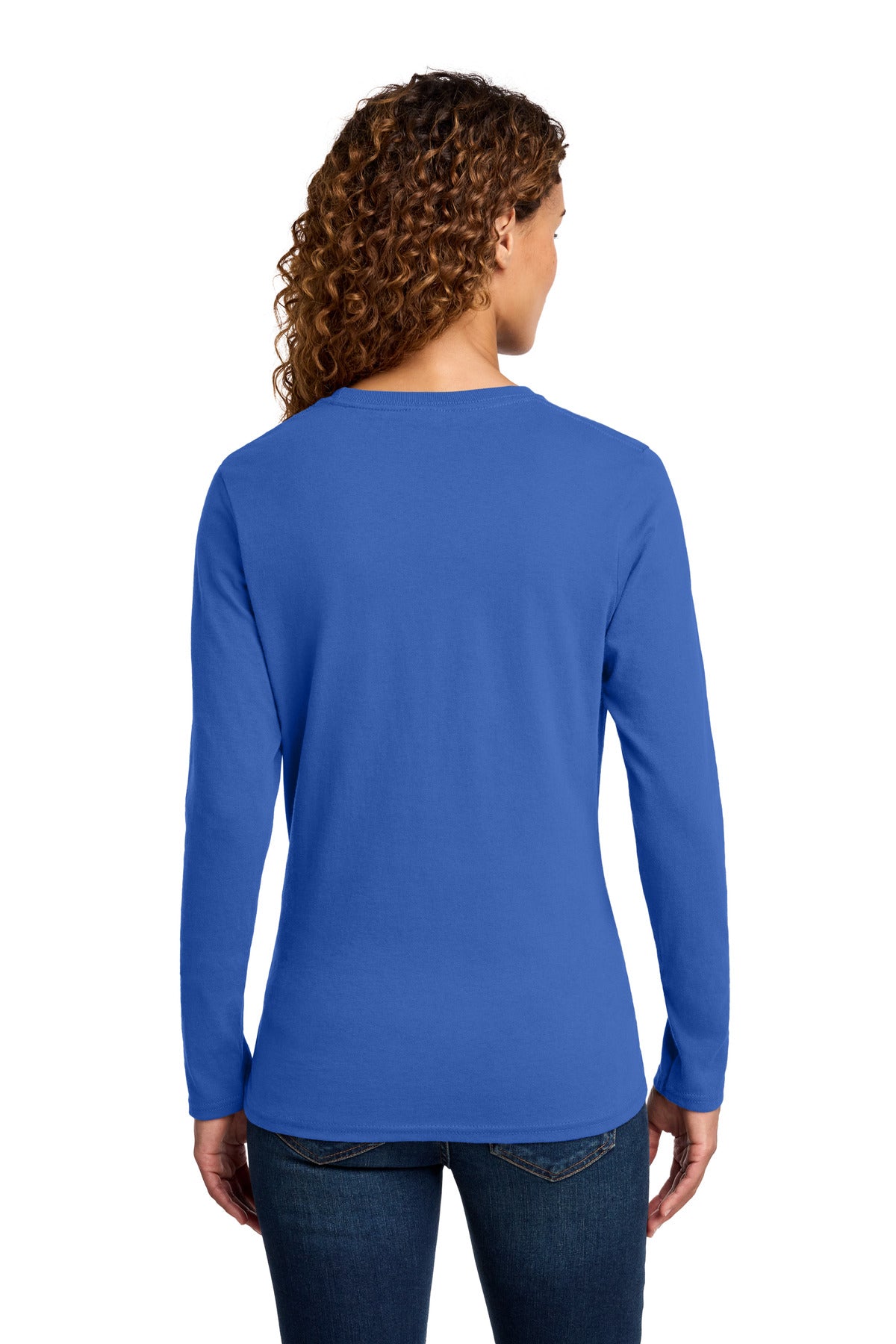 Port & Co Women's Long Sleeve Core Cotton Tee. LPC54LS - Royal - back