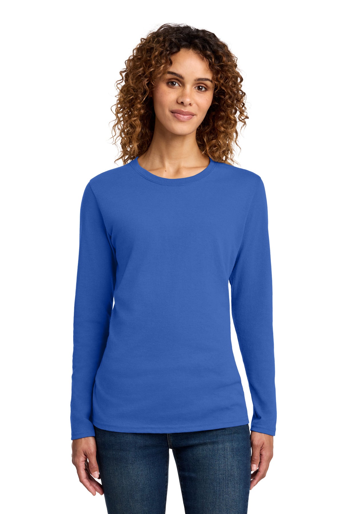 Port & Co Women's Long Sleeve Core Cotton Tee. LPC54LS - Royal - front